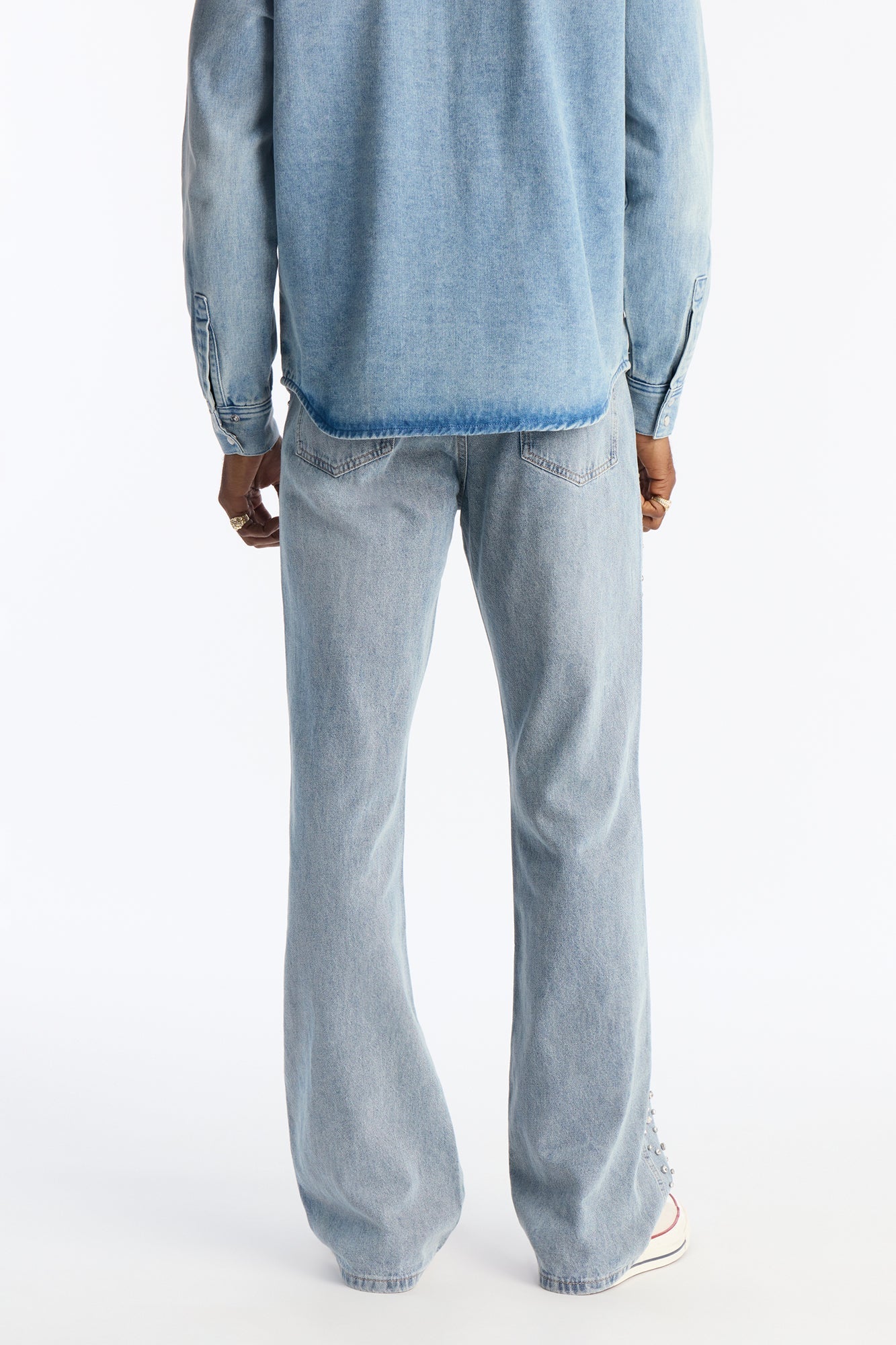 Stacked Slim Flare Another Level Jeweled Jean - Medium Blue Wash