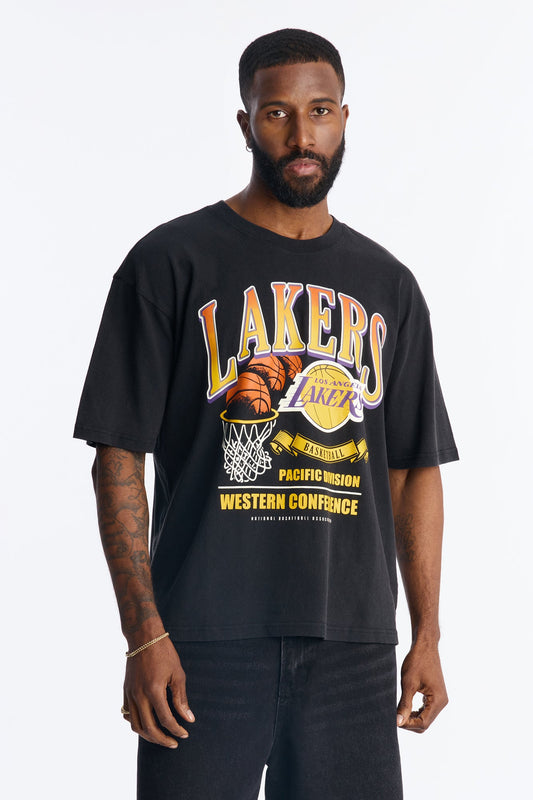 Lakers For The City Short Sleeve Tee - Black Wash