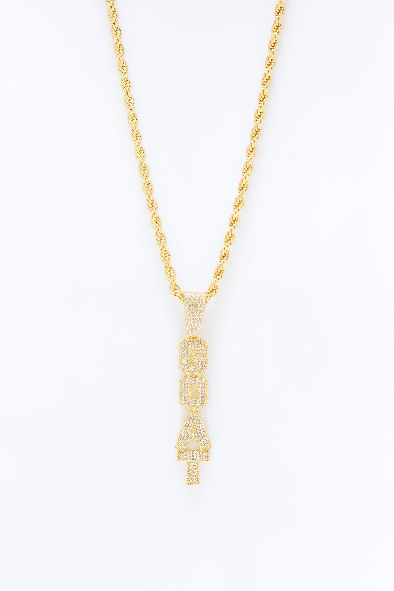 GOAT Vertical Iced Pendant Necklace - Gold