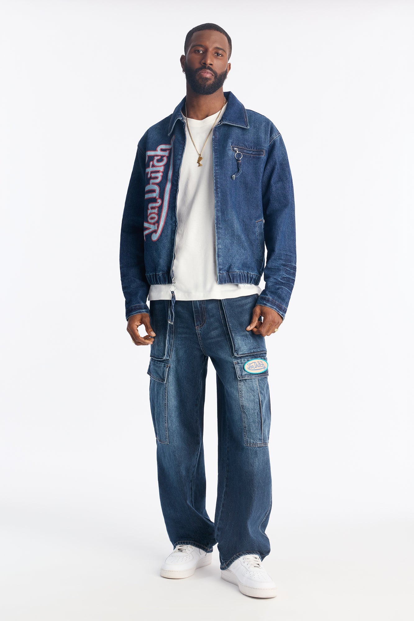 Von Dutch Straight Cargo Patch Jean - Dark Wash