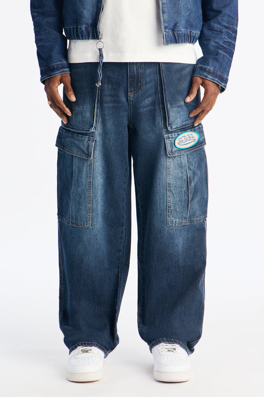 Von Dutch Straight Cargo Patch Jean - Dark Wash