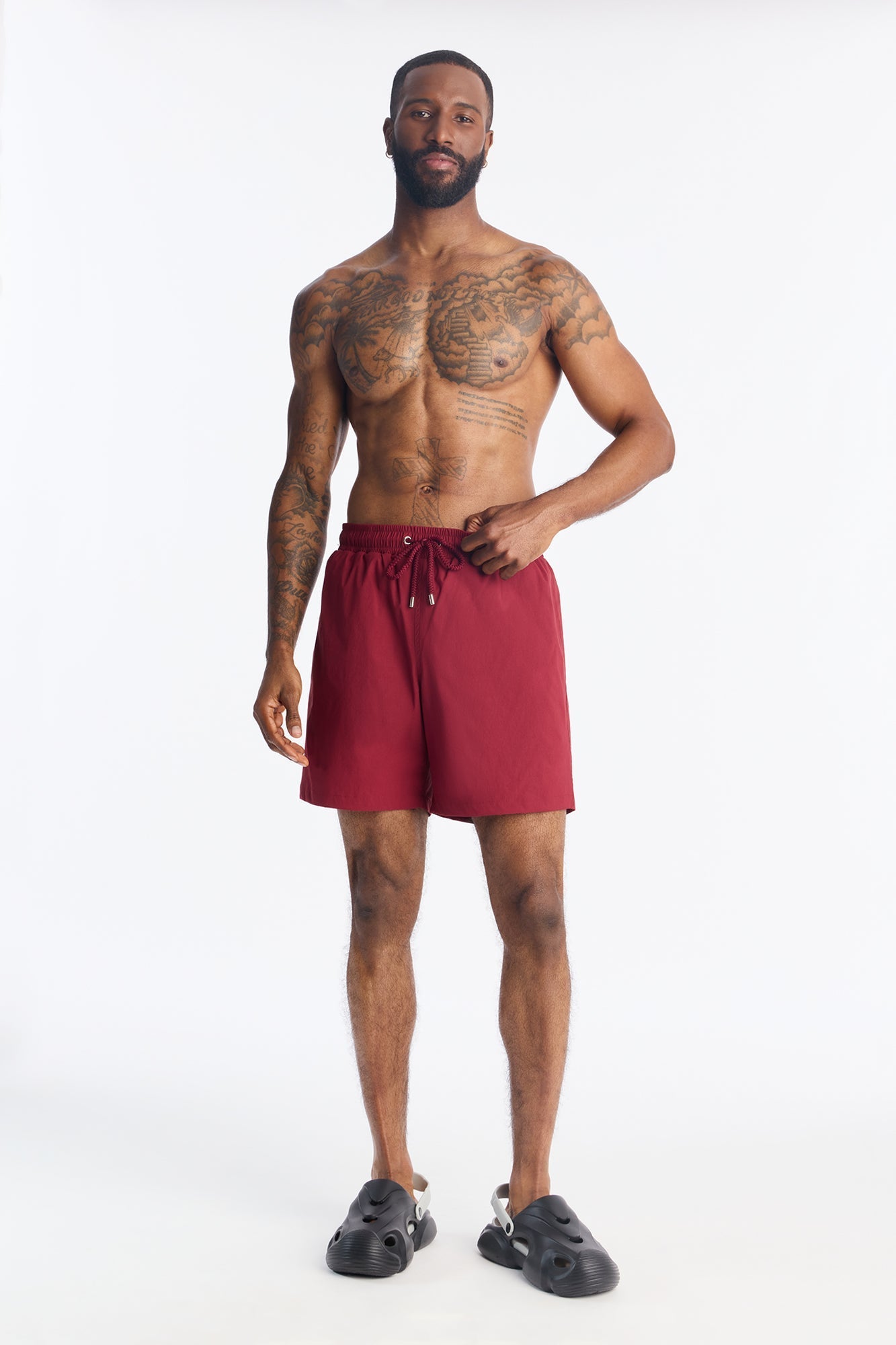 Montez Stretch Swim Trunk 7″ - Burgundy