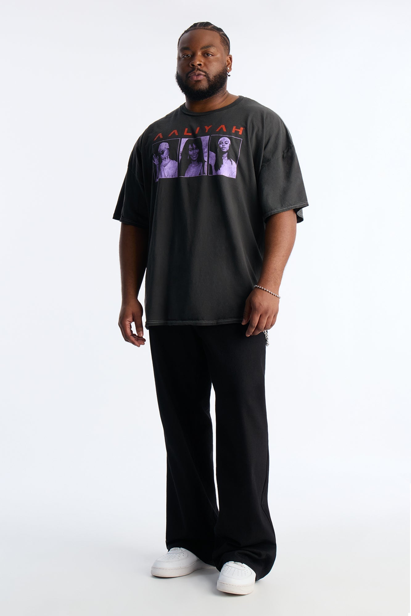 Aaliyah One In A Million Boxy Short Sleeve Tee - Black Wash