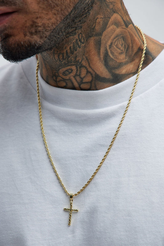 Nugget Holy Cross Chain Necklace - Gold