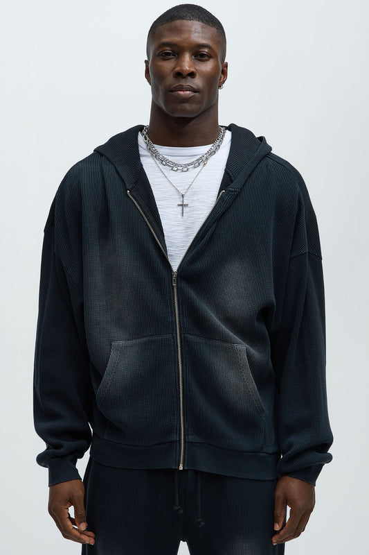 Modern Wash Zip Up Hoodie - Black