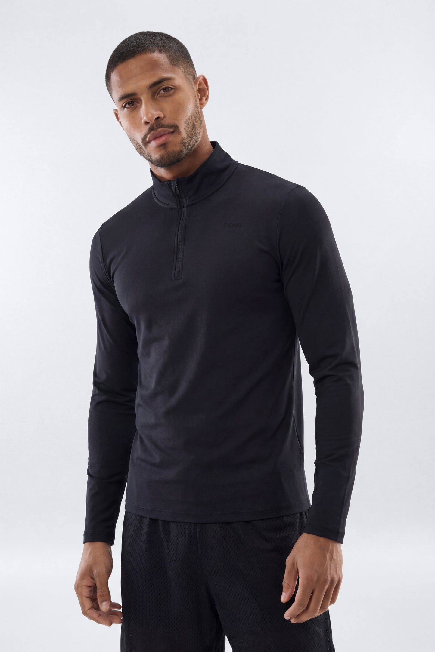 HexTech™ Quarter Zip Long Sleeve Active Top - Black