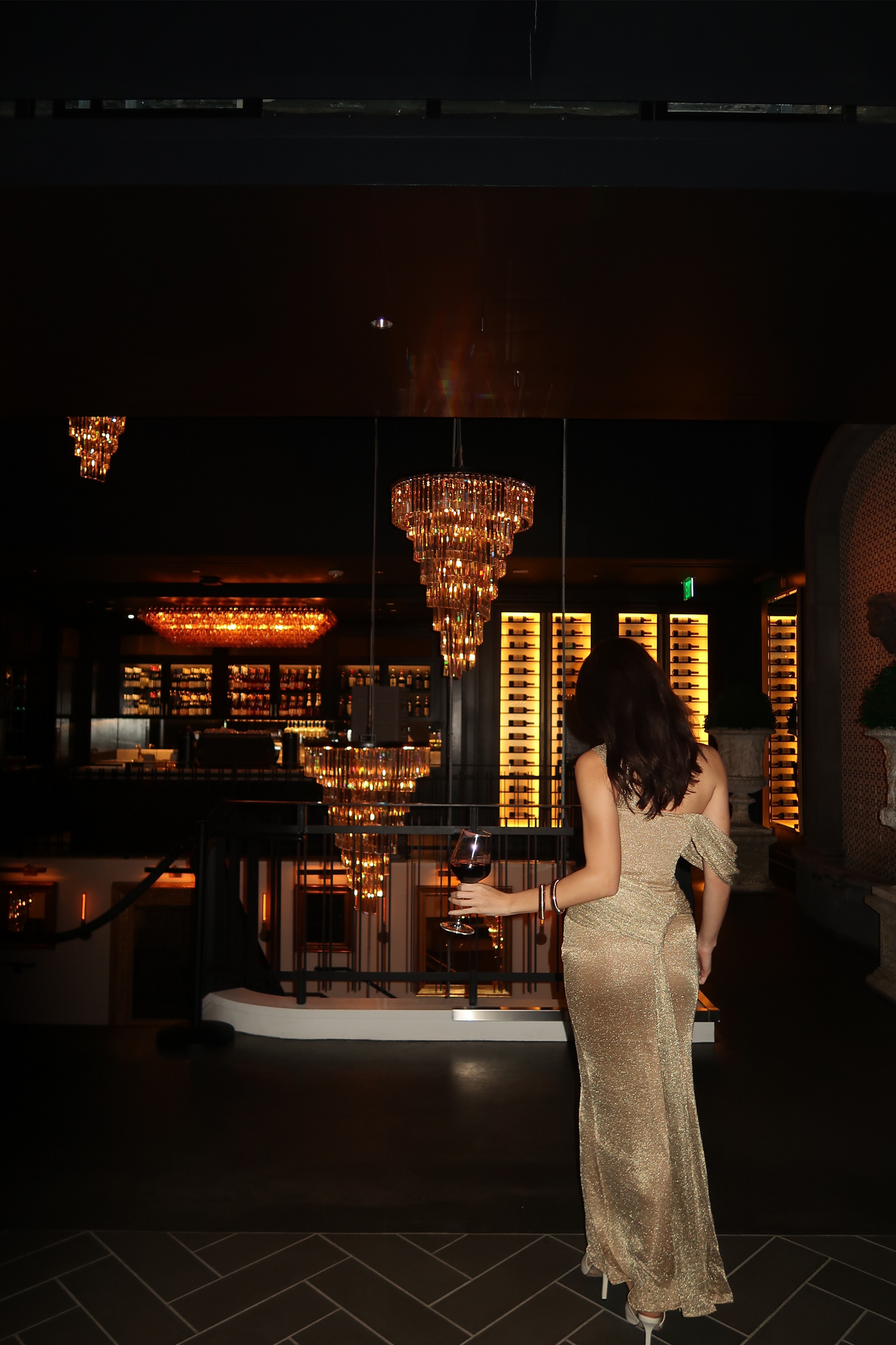 Gold Draped Metallic Maxi Dress JLUXLABEL