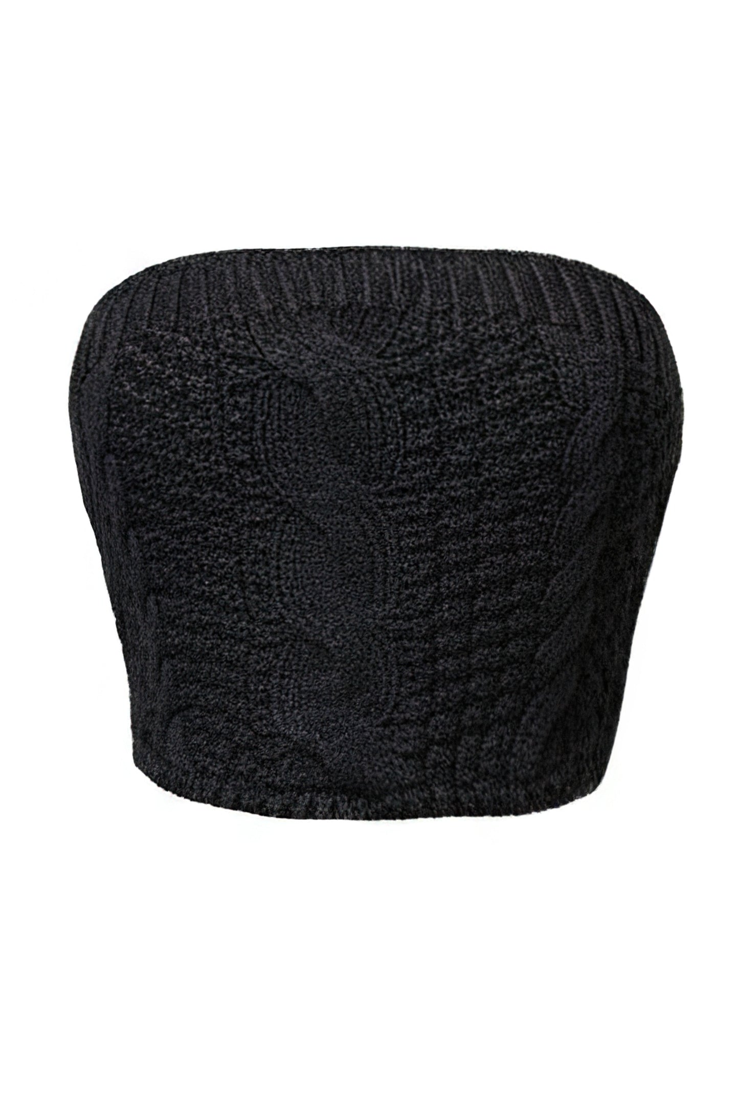 Black Carmela Cable Knit Top JLUXLABEL