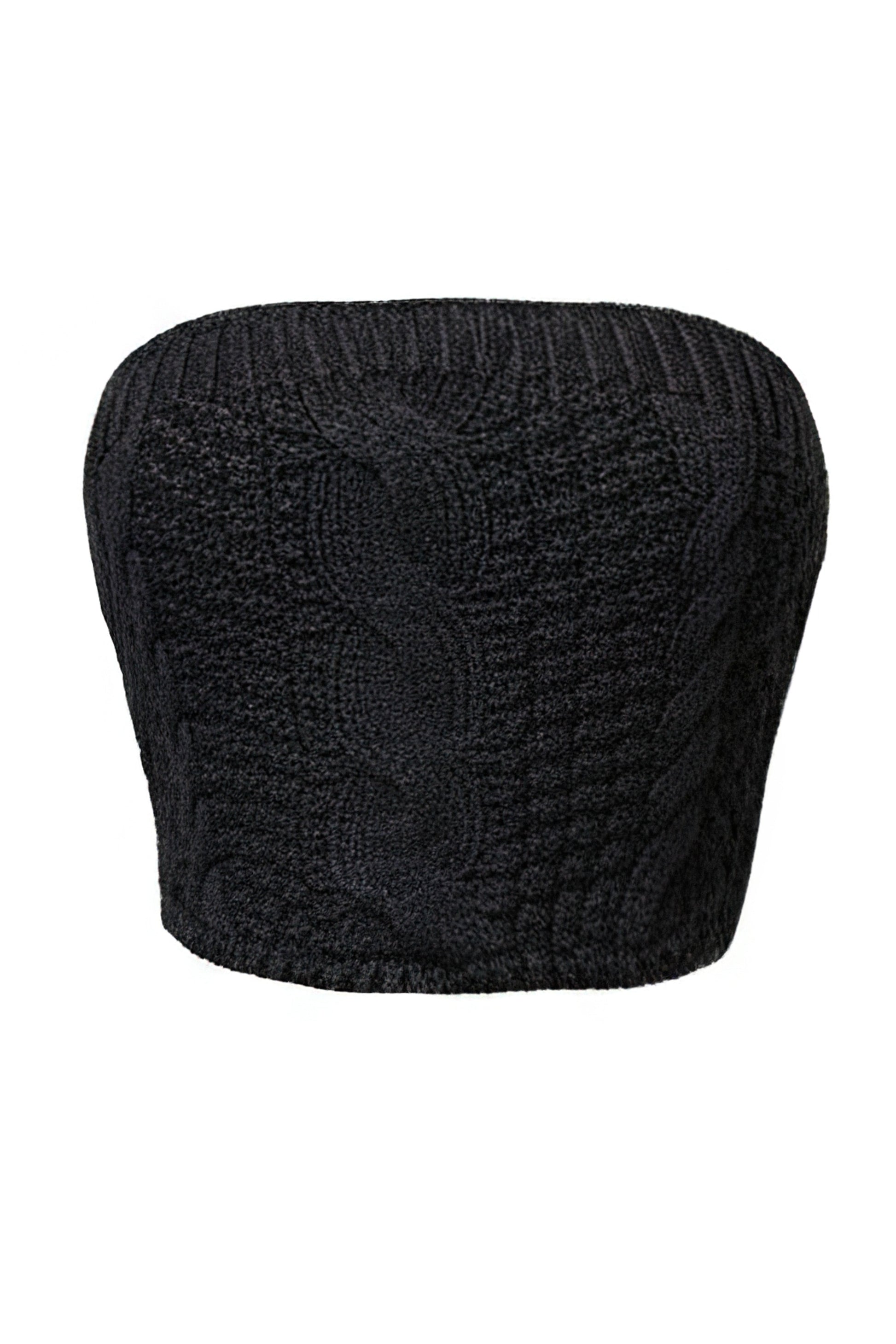 Black Carmela Cable Knit Top JLUXLABEL