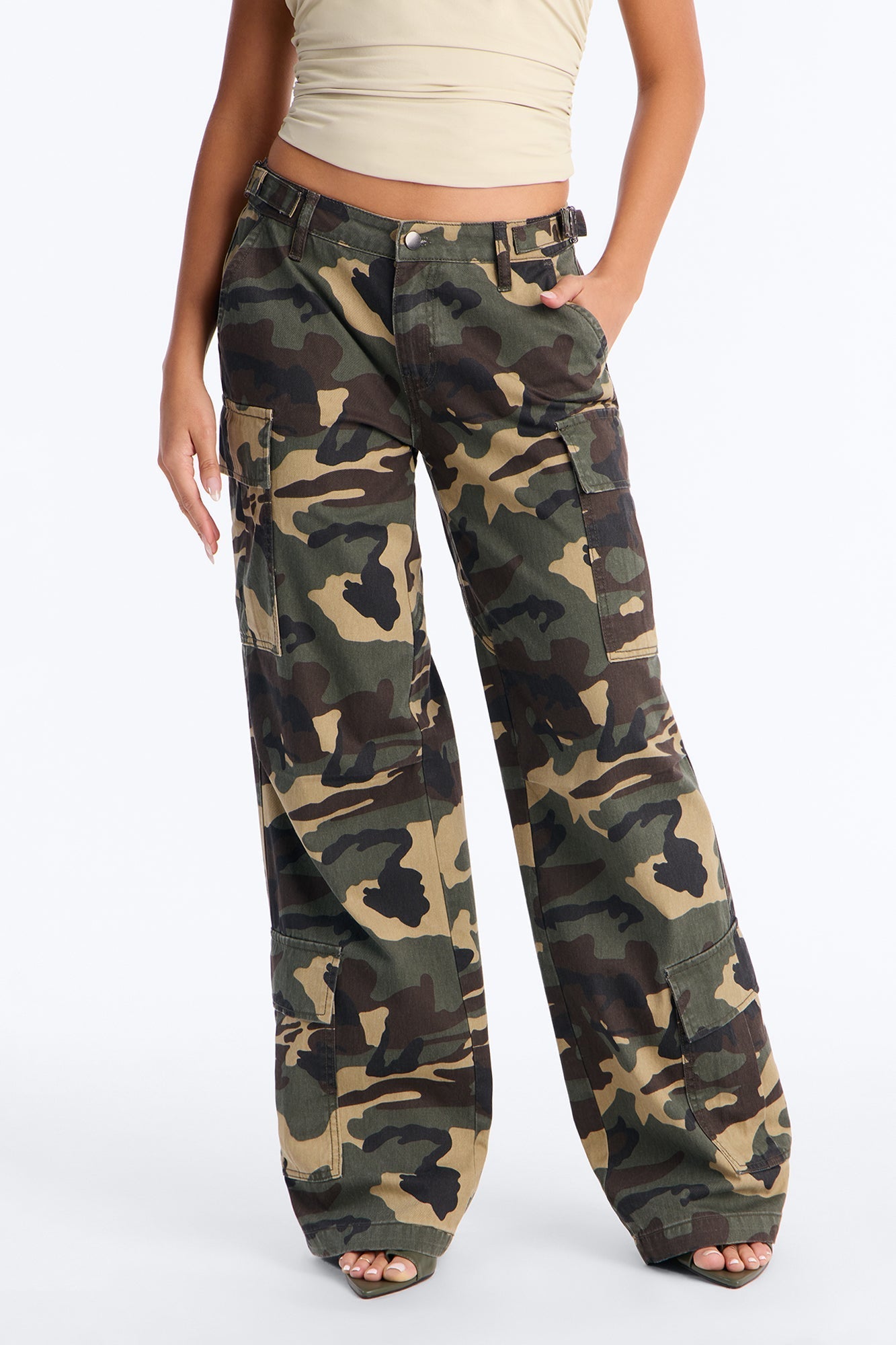 Hide Out Low Rise Camouflage Cargo Pant - Camouflage NEWFASHIONEDGE
