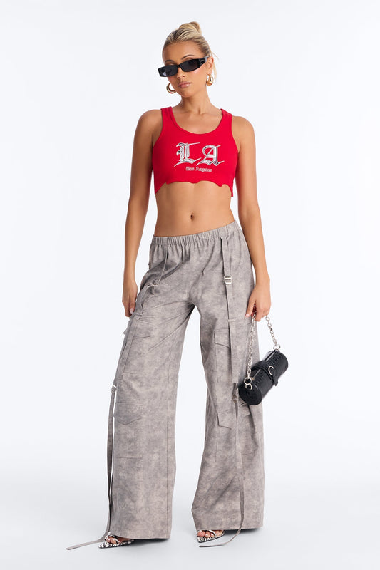 Wyn Low Rise Cargo Wide Leg Pant 34″ - Grey/combo NEWFASHIONEDGE