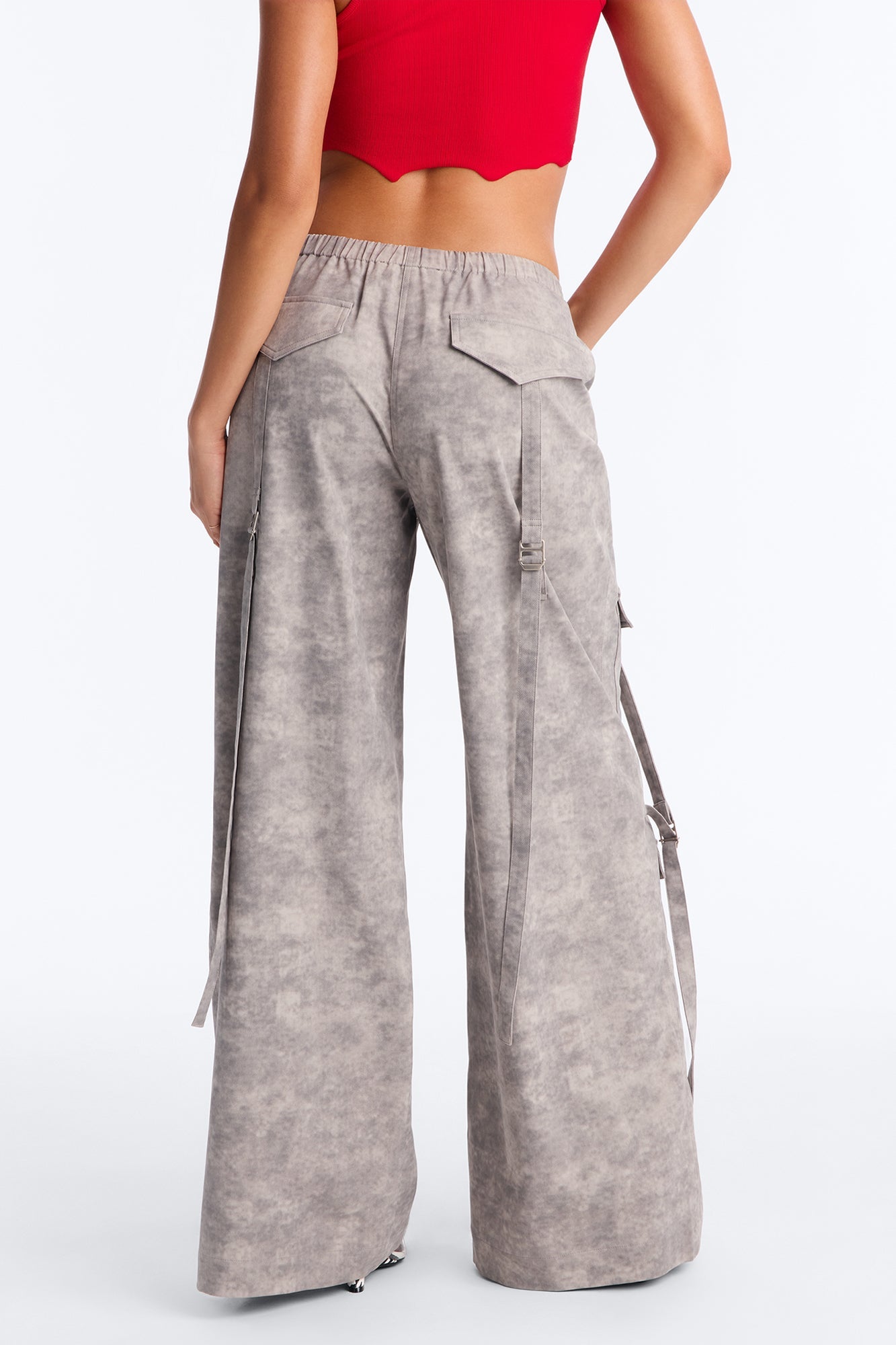 Wyn Low Rise Cargo Wide Leg Pant 34″ - Grey/combo