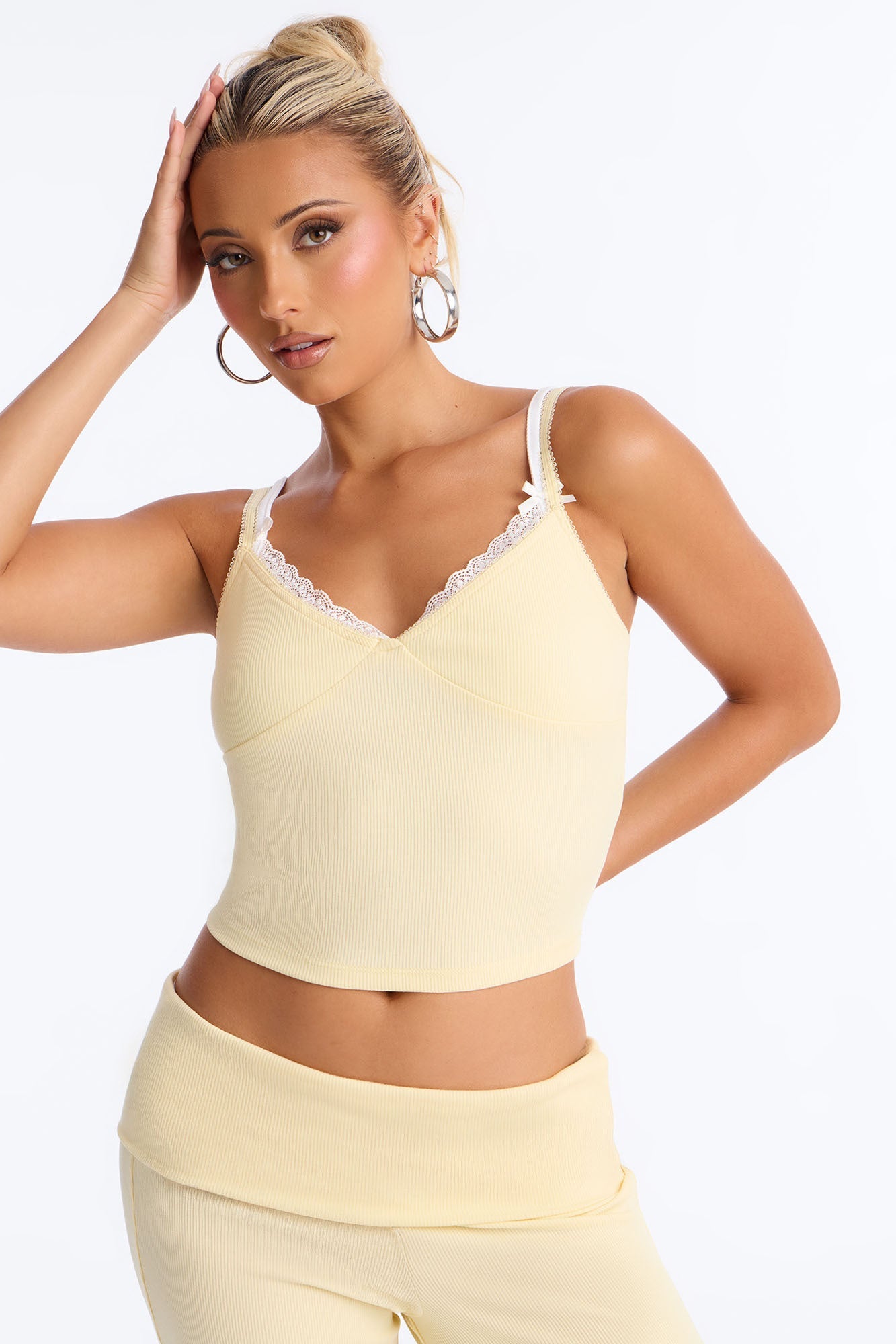 Golden Hour Foldover Waist Pant Set - Yellow Fashion Nova