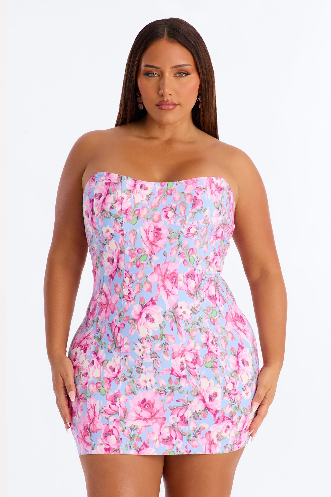 Your Honeybee Strapless Mini Dress - Blue/combo