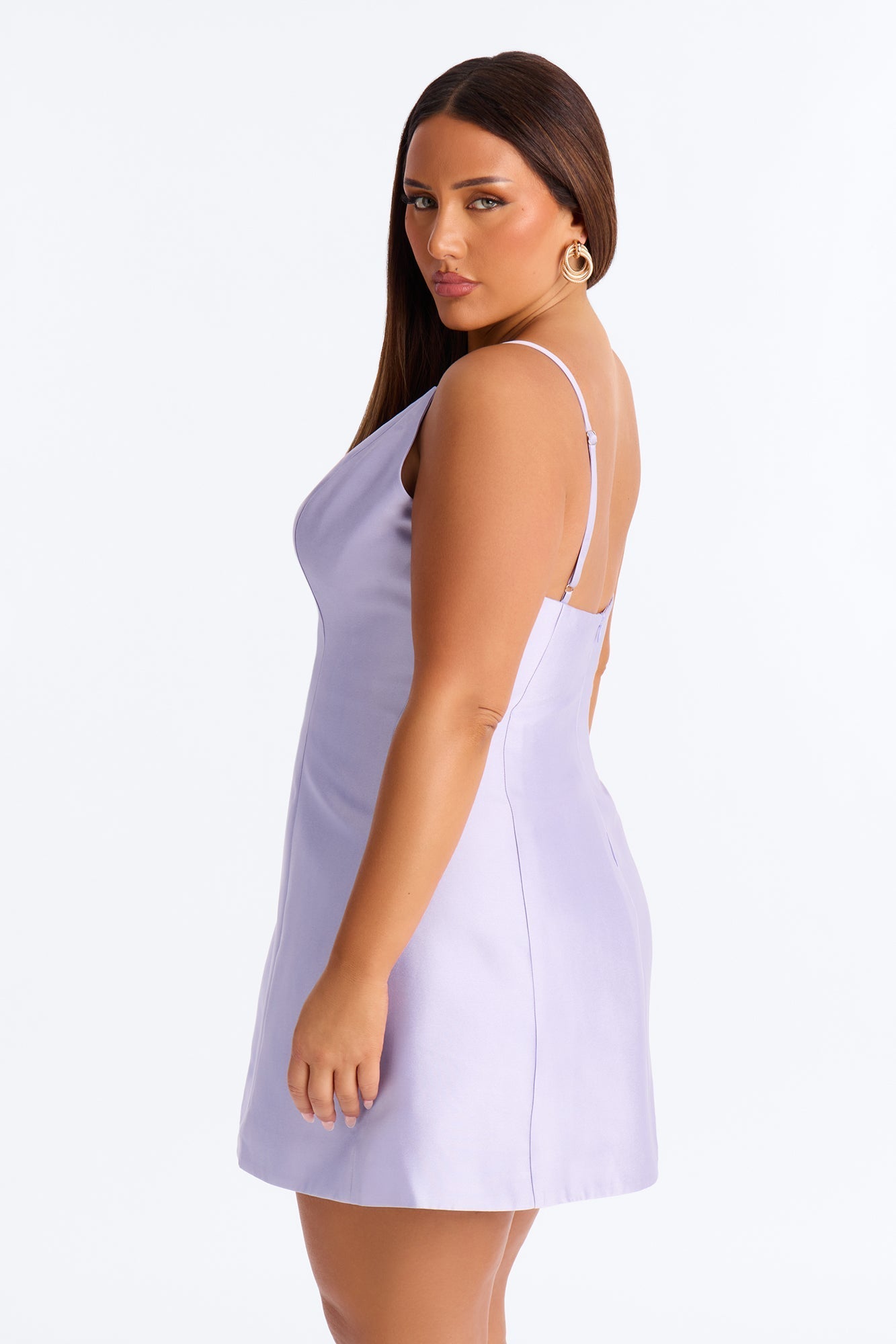 Eden A Line Taffeta Mini Dress - Lavender