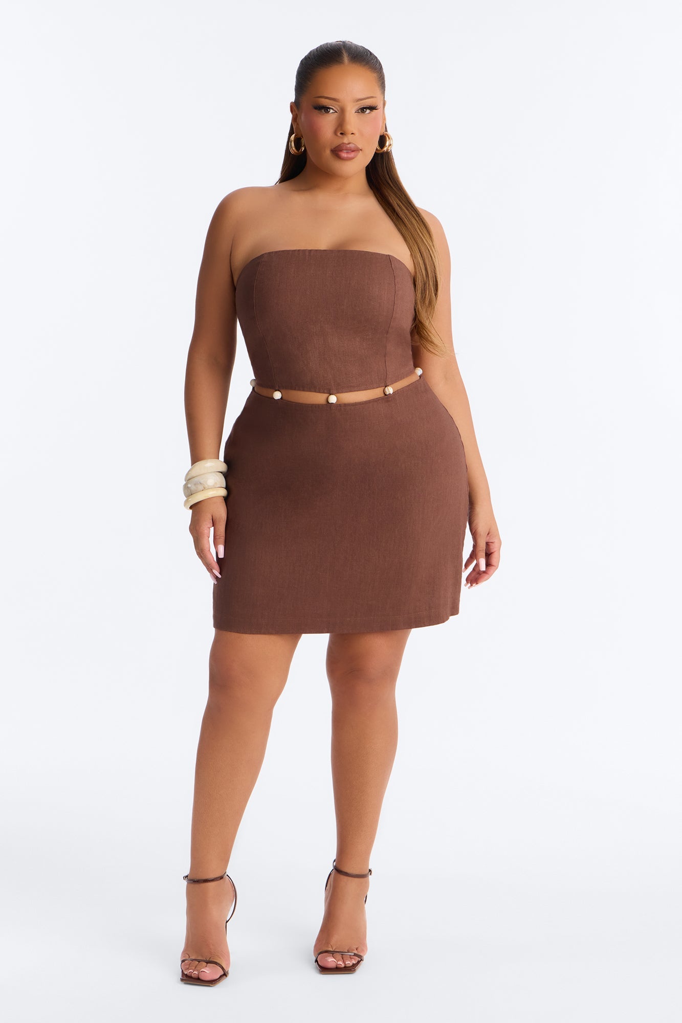 Coastal Queen Strapless Mini Dress - Brown Fashion Nova