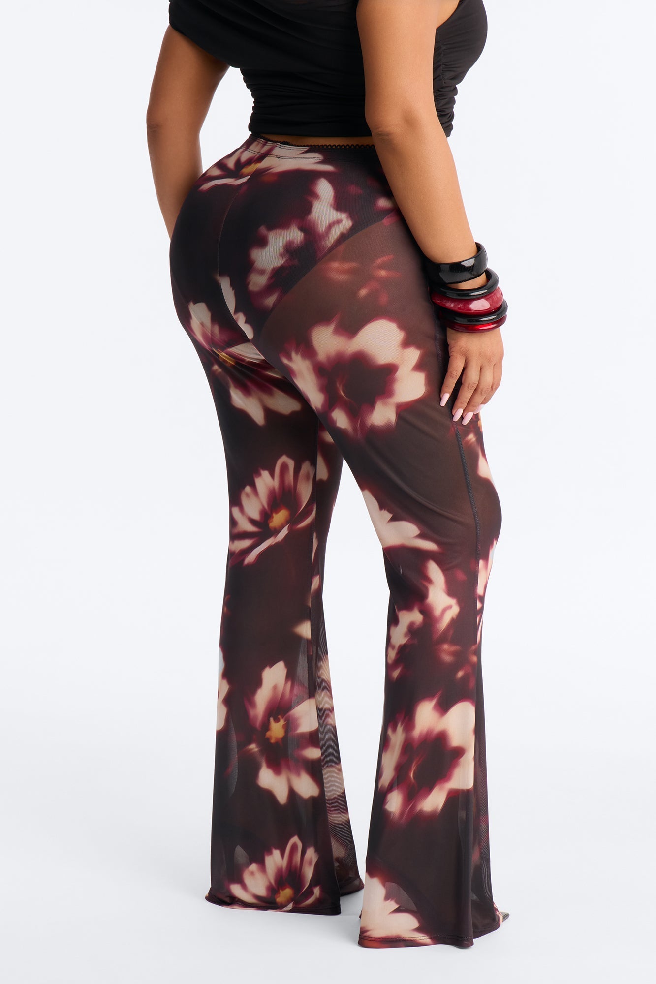 Talk To You Later Mesh Flare Pant - Black/combo NEWFASHIONEDGE