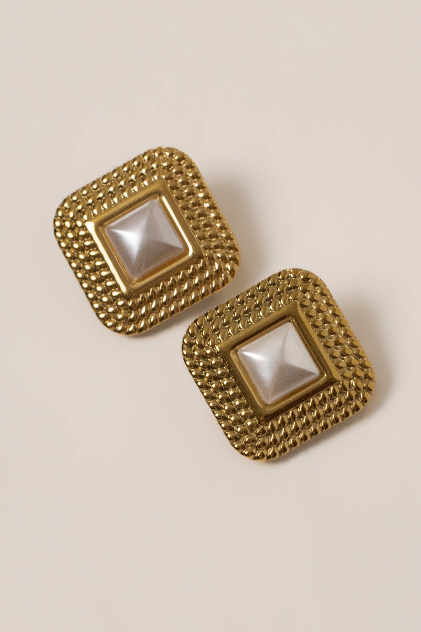 Gold Euro Squared Earrings JLUXLABEL