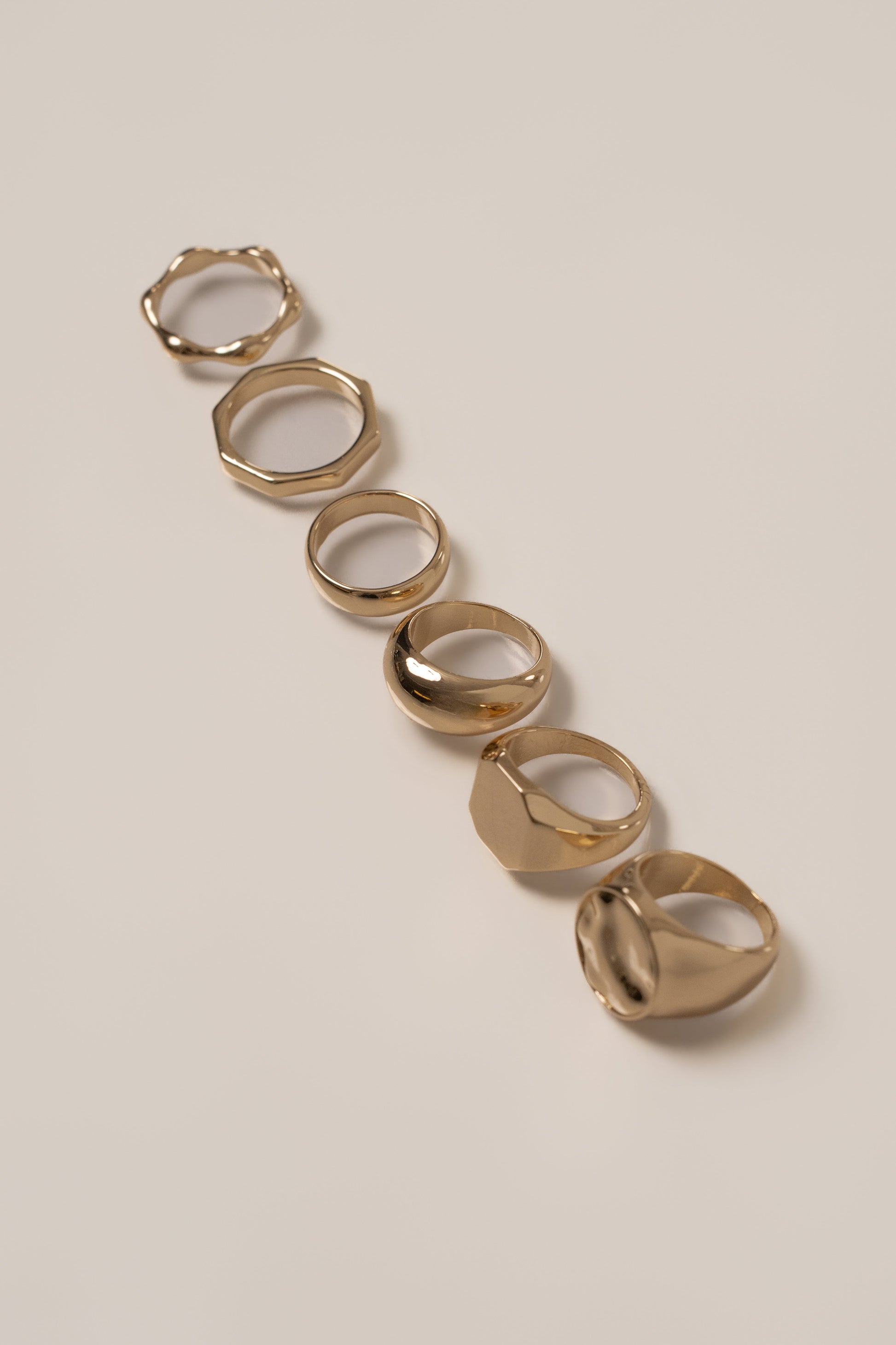 Gold  Alba 6 Ring Set JLUXLABEL
