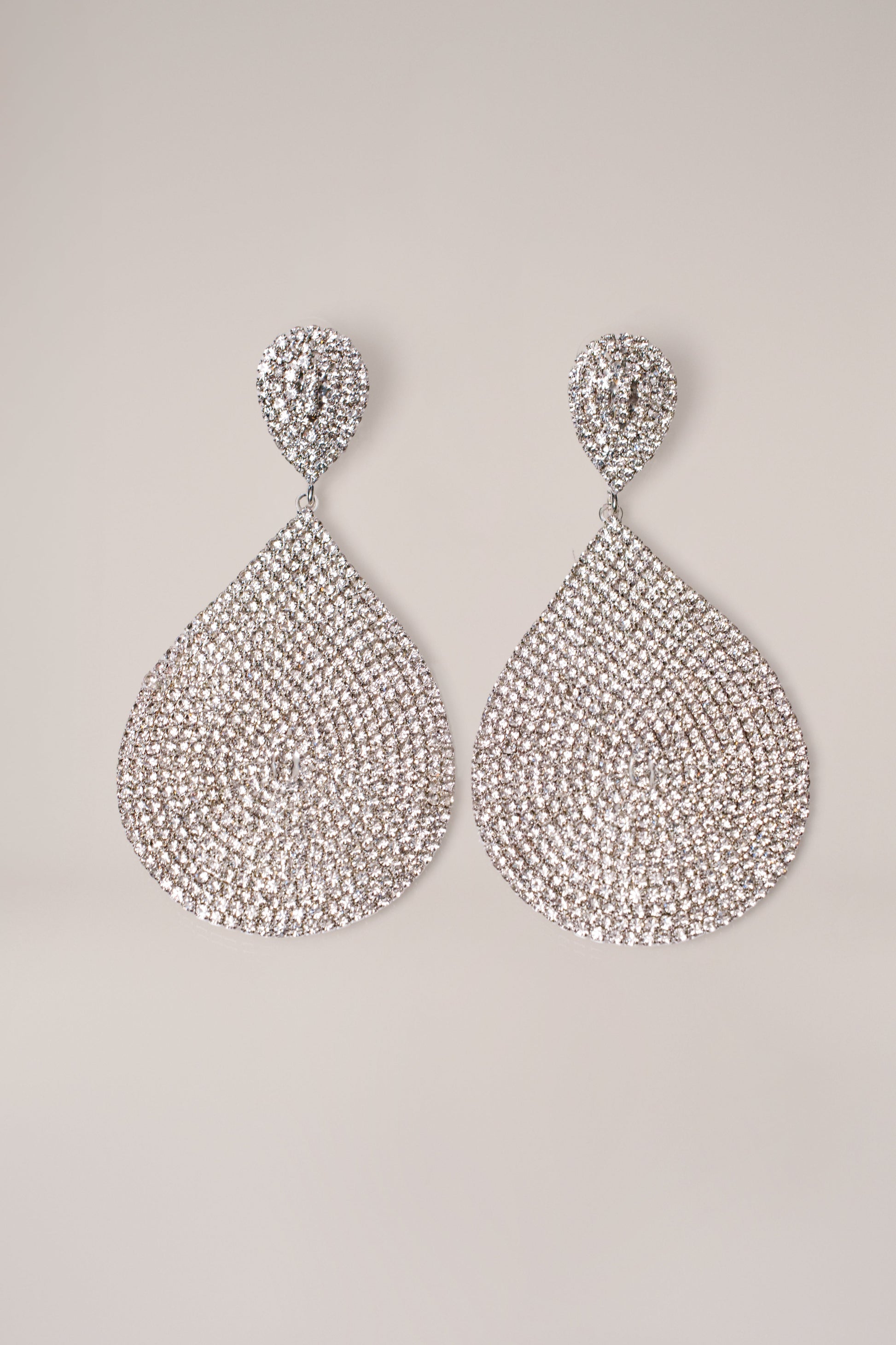 Silver Statement Teardrop Earrings JLUXLABEL