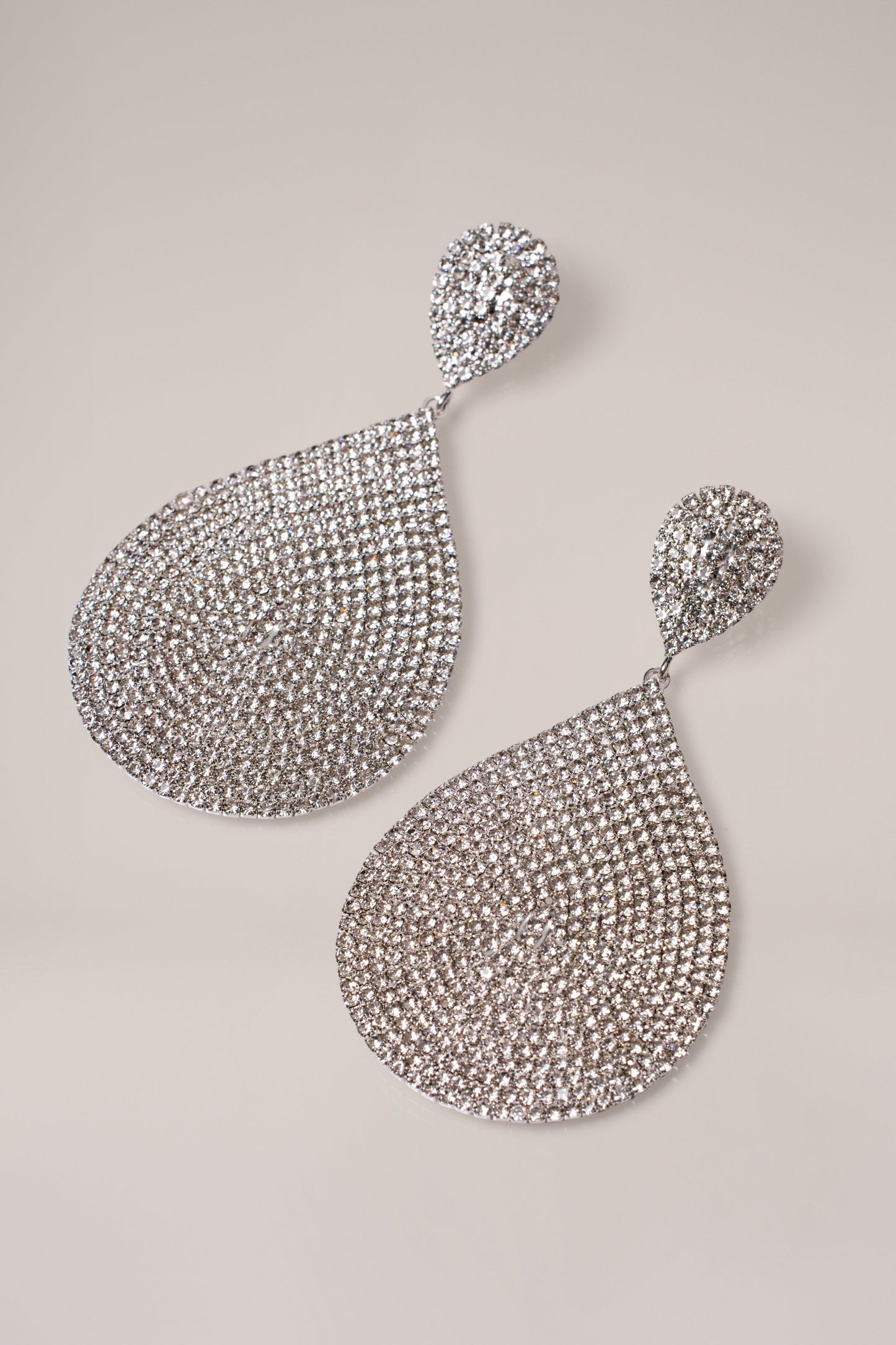Silver Statement Teardrop Earrings JLUXLABEL