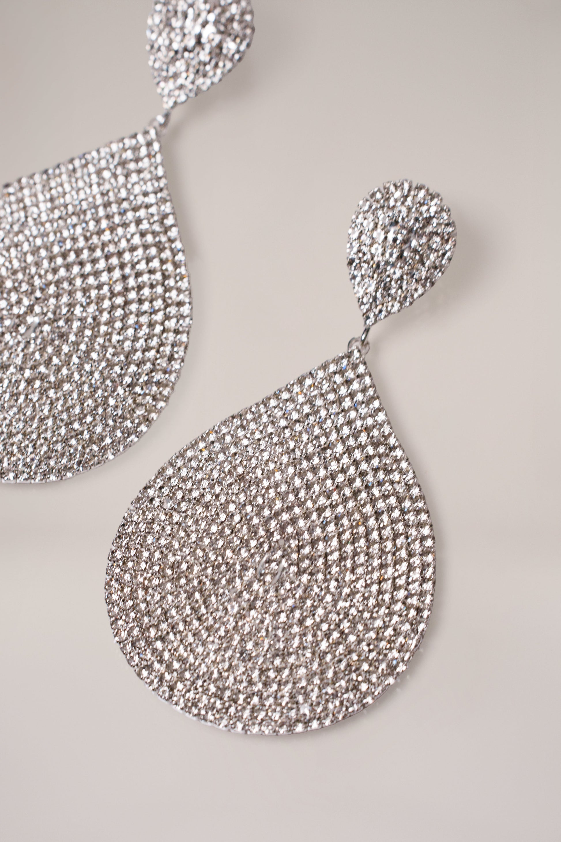 Silver Statement Teardrop Earrings JLUXLABEL