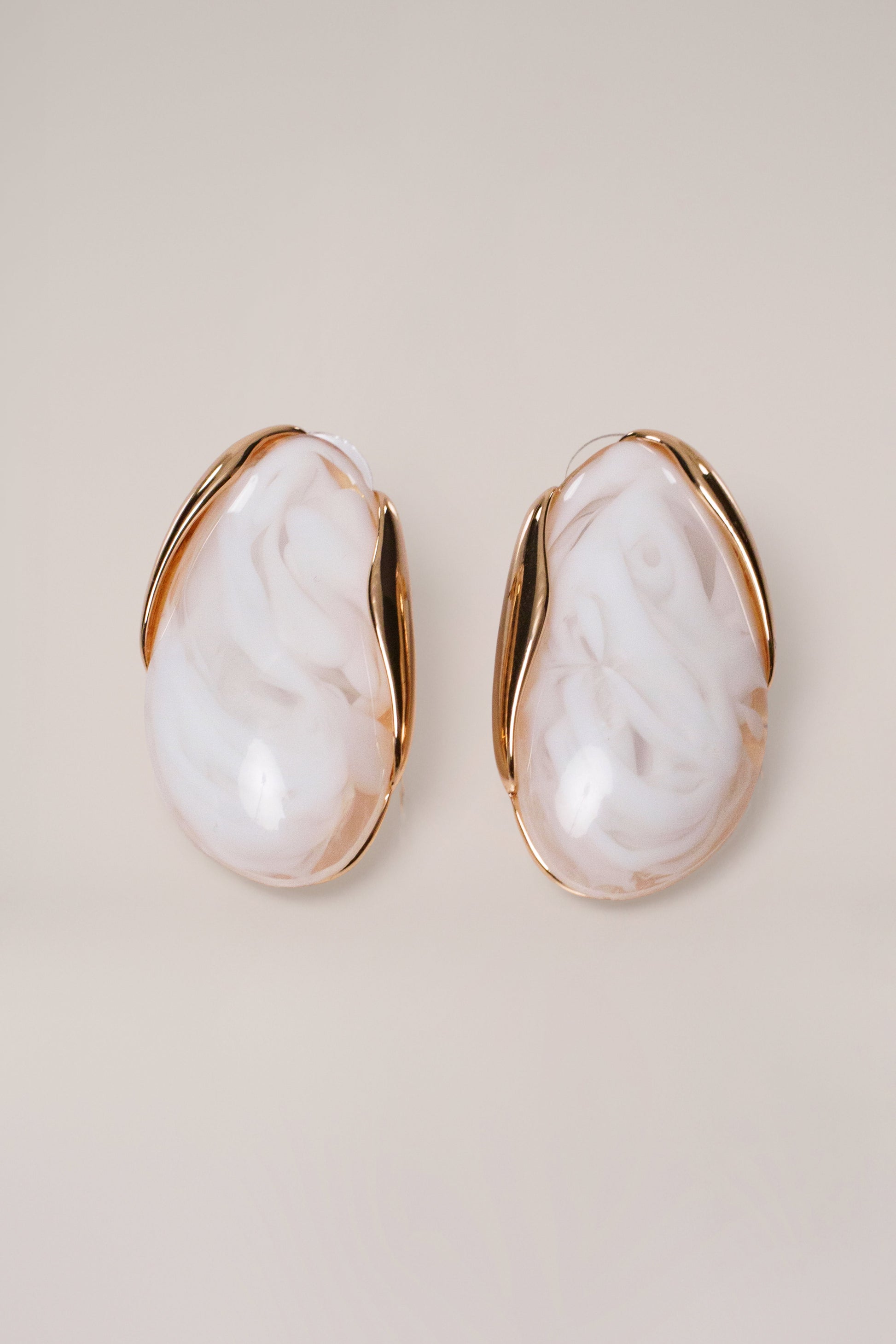 Gold Ethereal Marble Studs JLUXLABEL