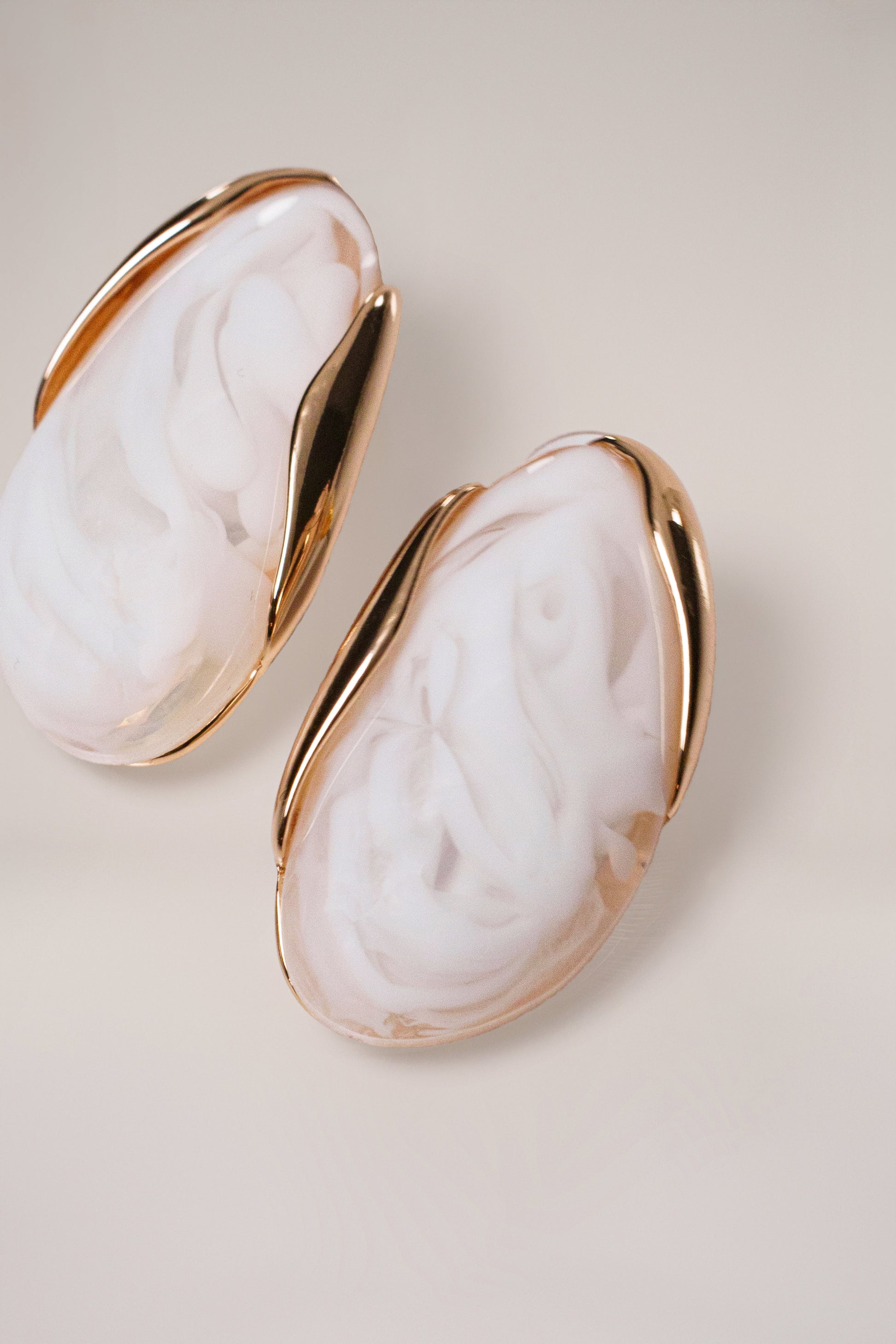 Gold Ethereal Marble Studs JLUXLABEL