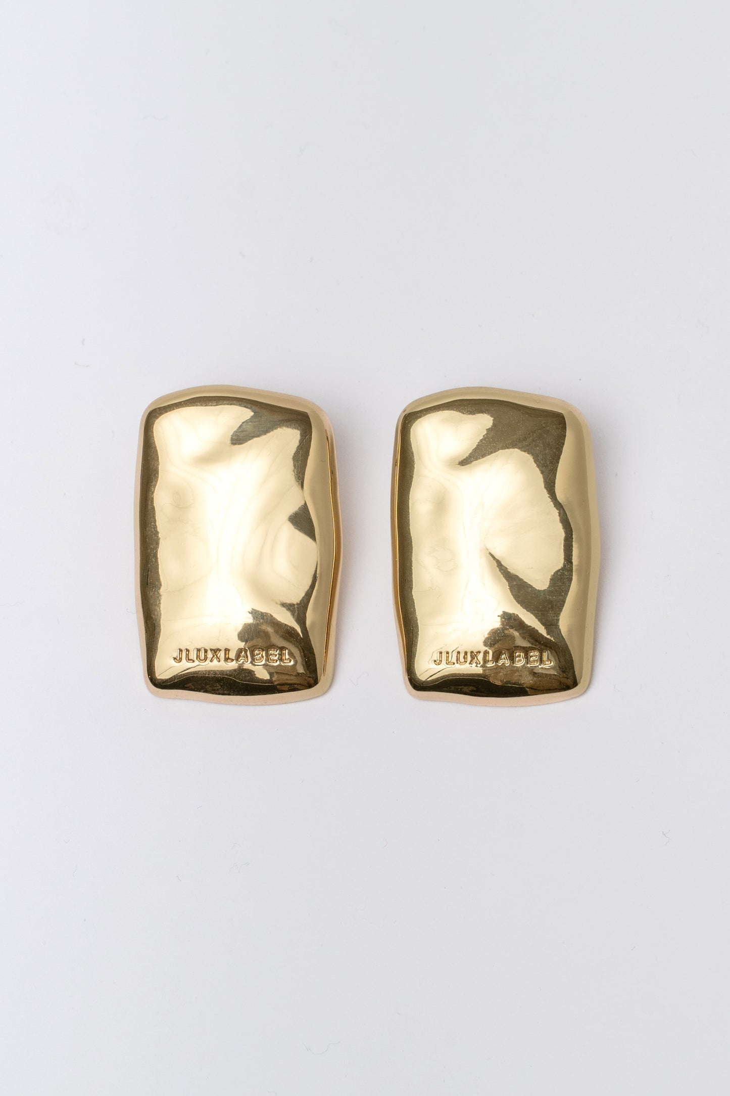 Gold JLUXLABEL Logo Earrings JLUXLABEL