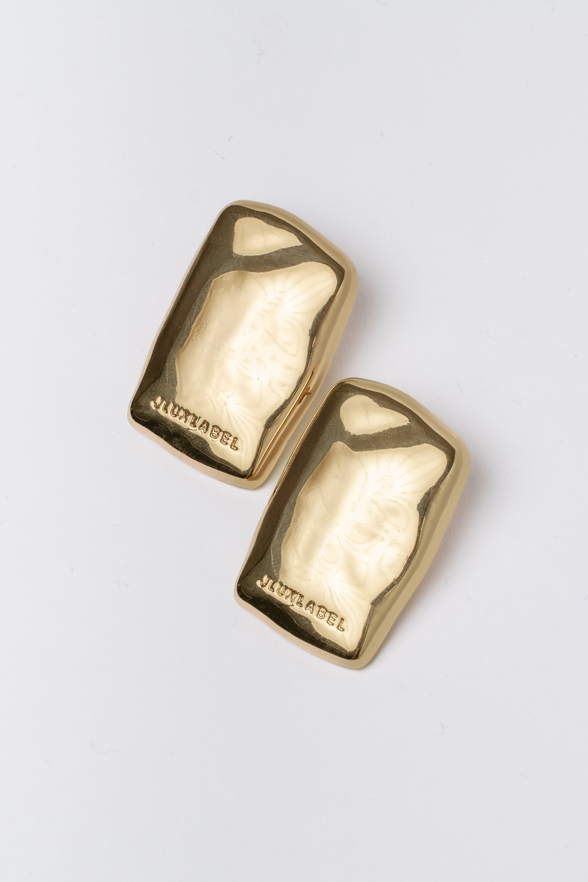 Gold JLUXLABEL Logo Earrings JLUXLABEL