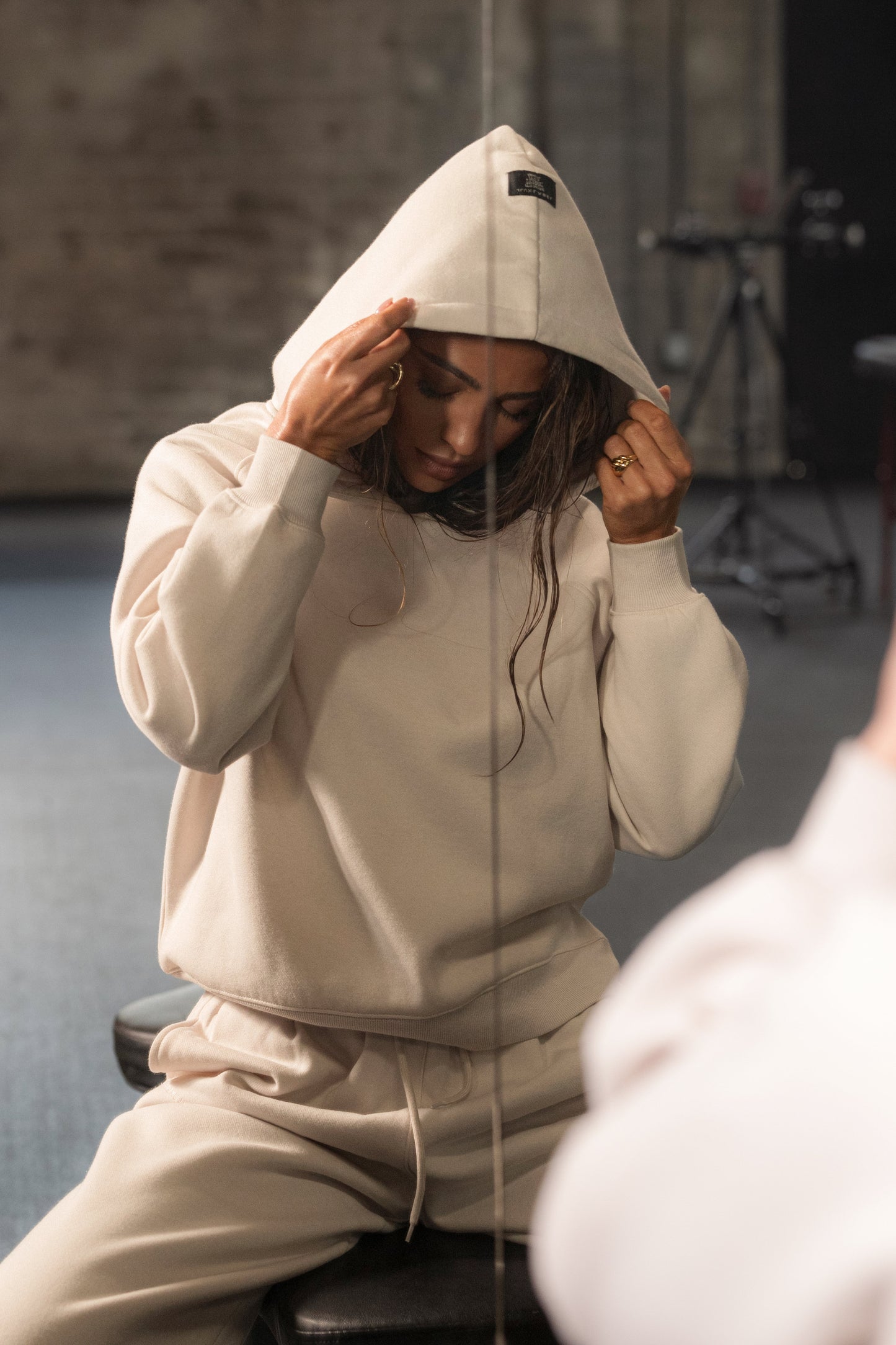 Bone JLUXLABEL Logo Pullover Hoodie JLUXLABEL