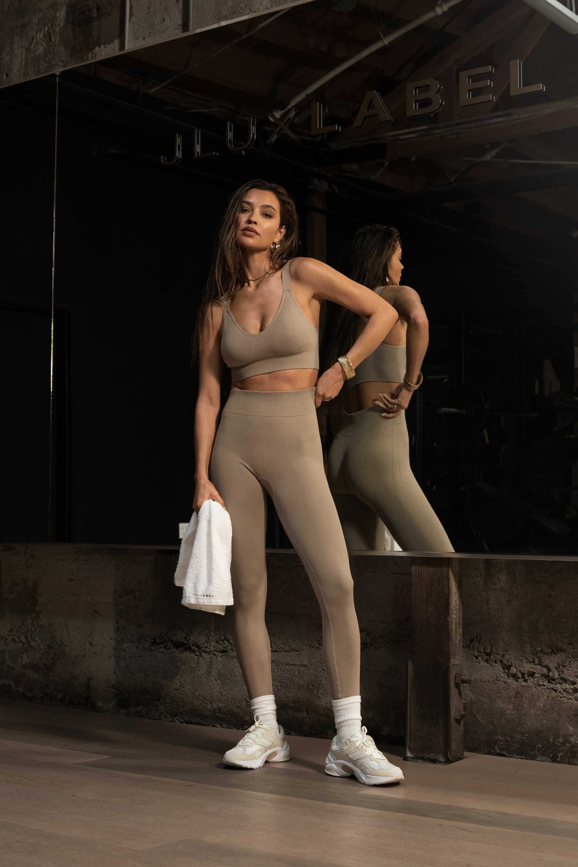 Beige Balance High Rise Leggings JLUXLABEL