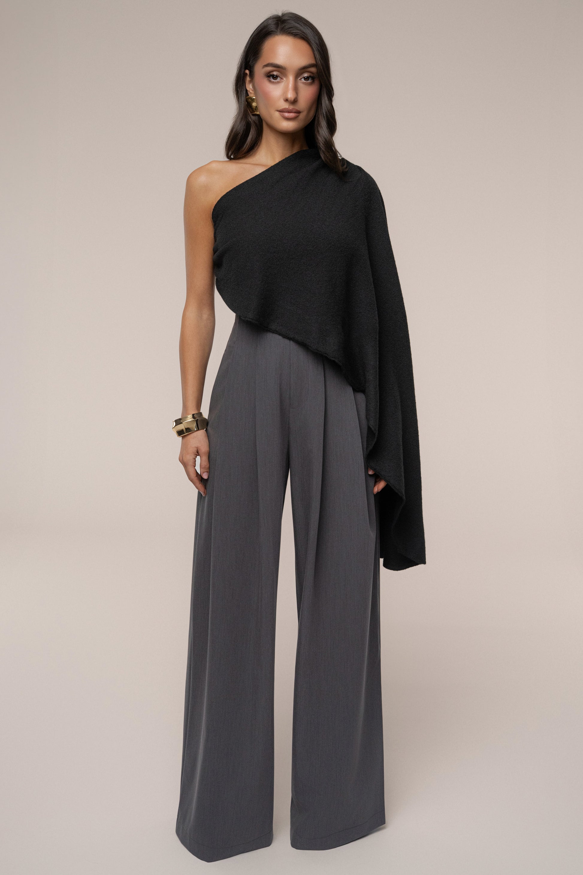 Grey Polished Pleat Trouser JLUXLABEL