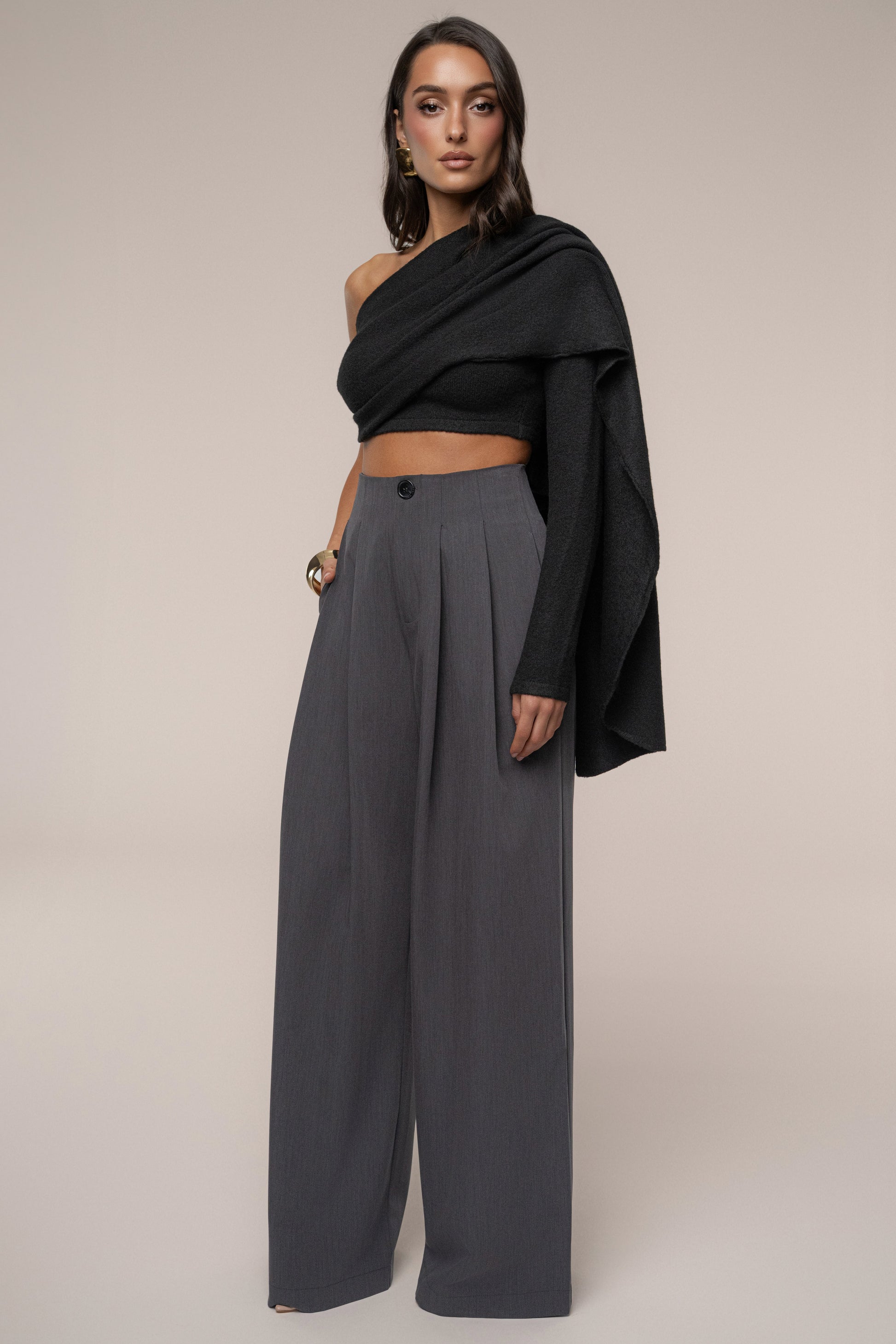 Black Capsule One Shoulder Top JLUXLABEL
