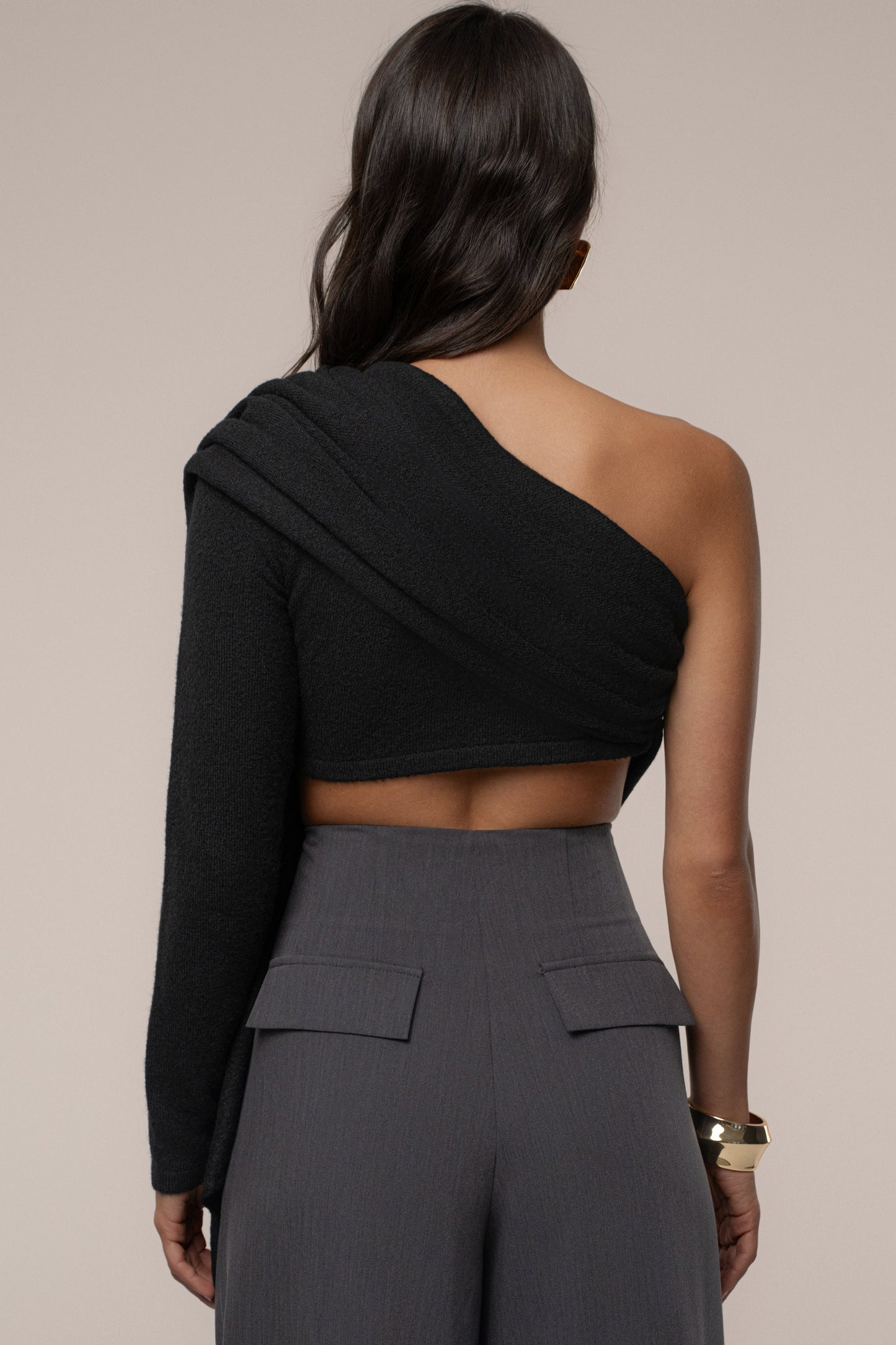 Black Capsule One Shoulder Top JLUXLABEL