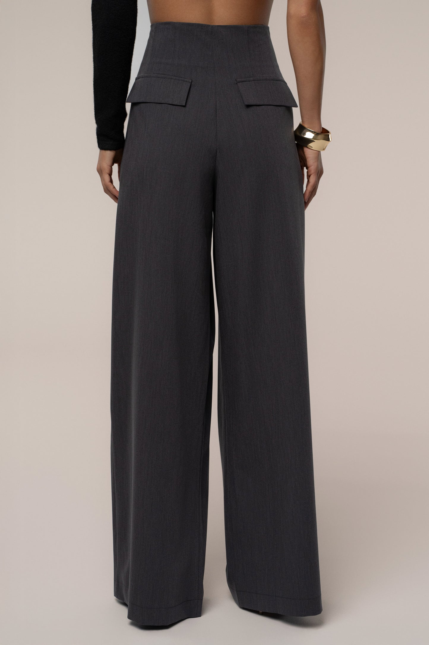 Grey Polished Pleat Trouser JLUXLABEL
