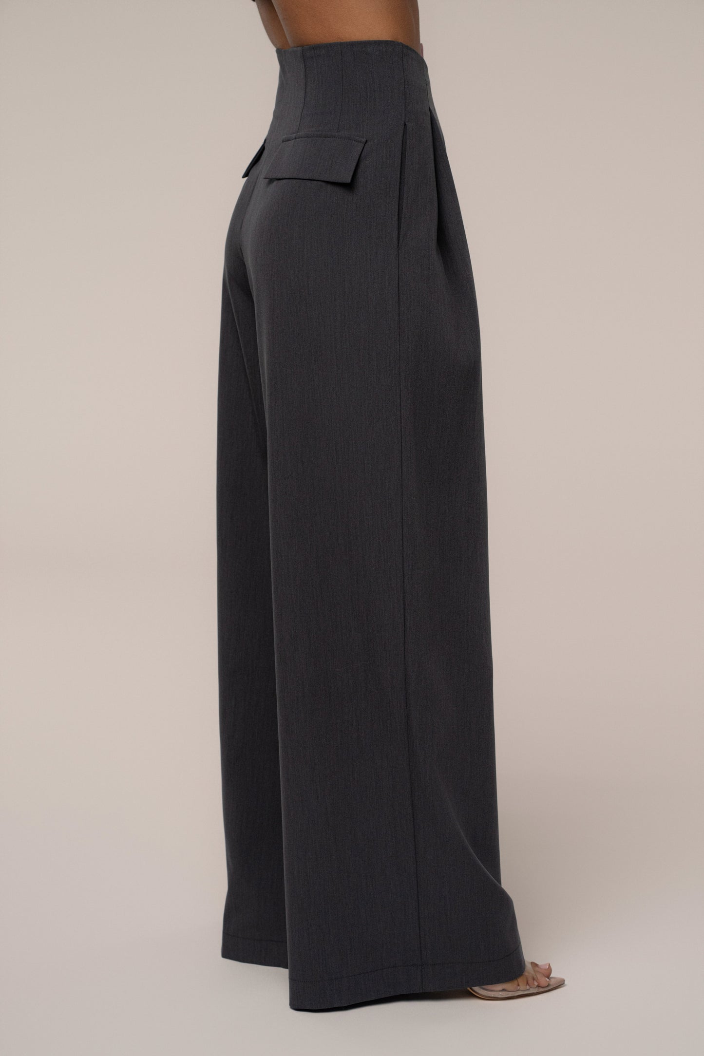 Grey Polished Pleat Trouser JLUXLABEL