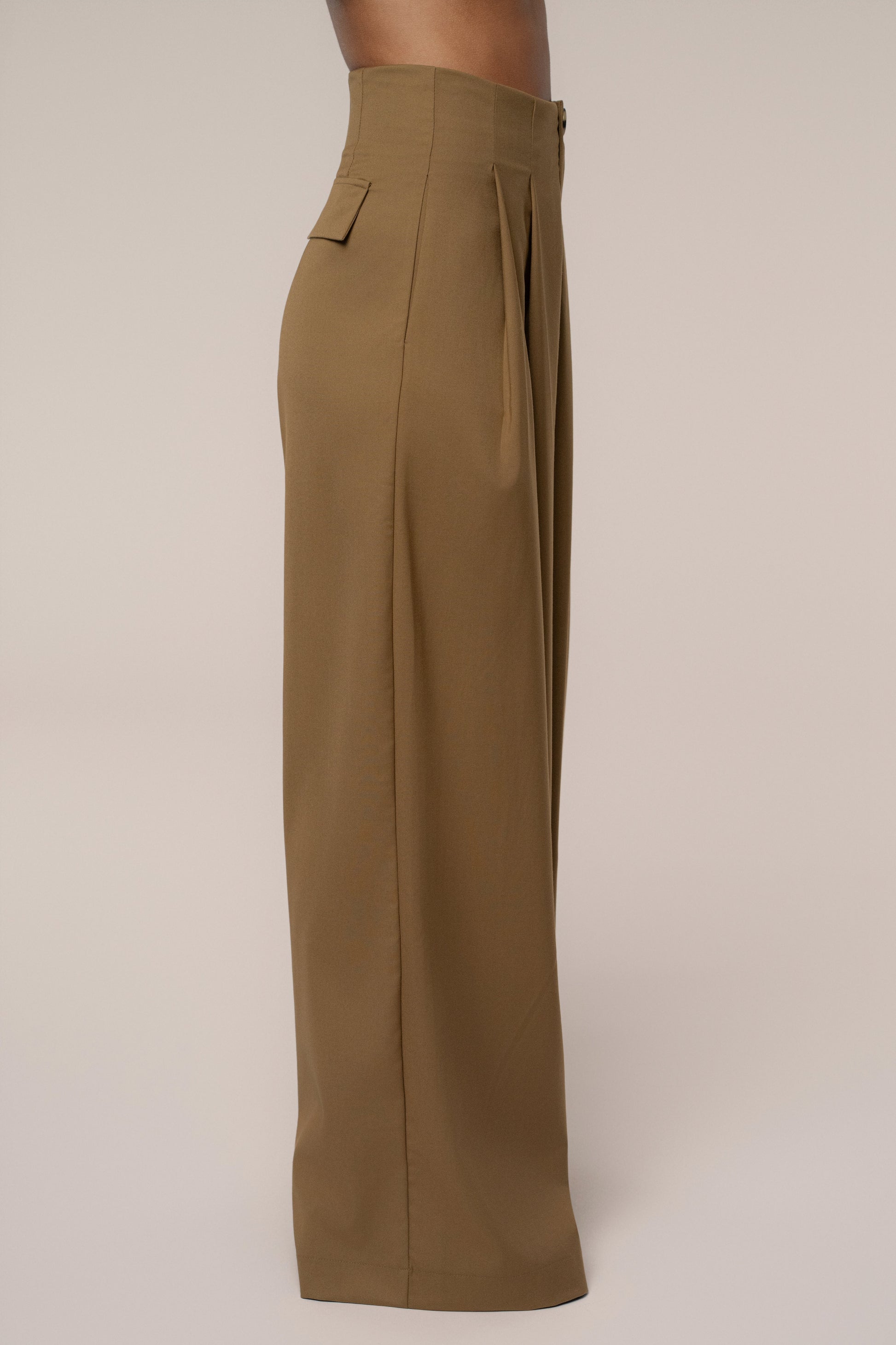 Tan Polished Pleat Trouser JLUXLABEL