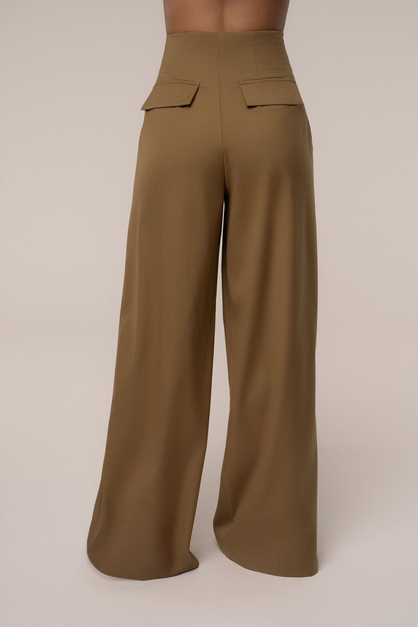 Tan Polished Pleat Trouser JLUXLABEL