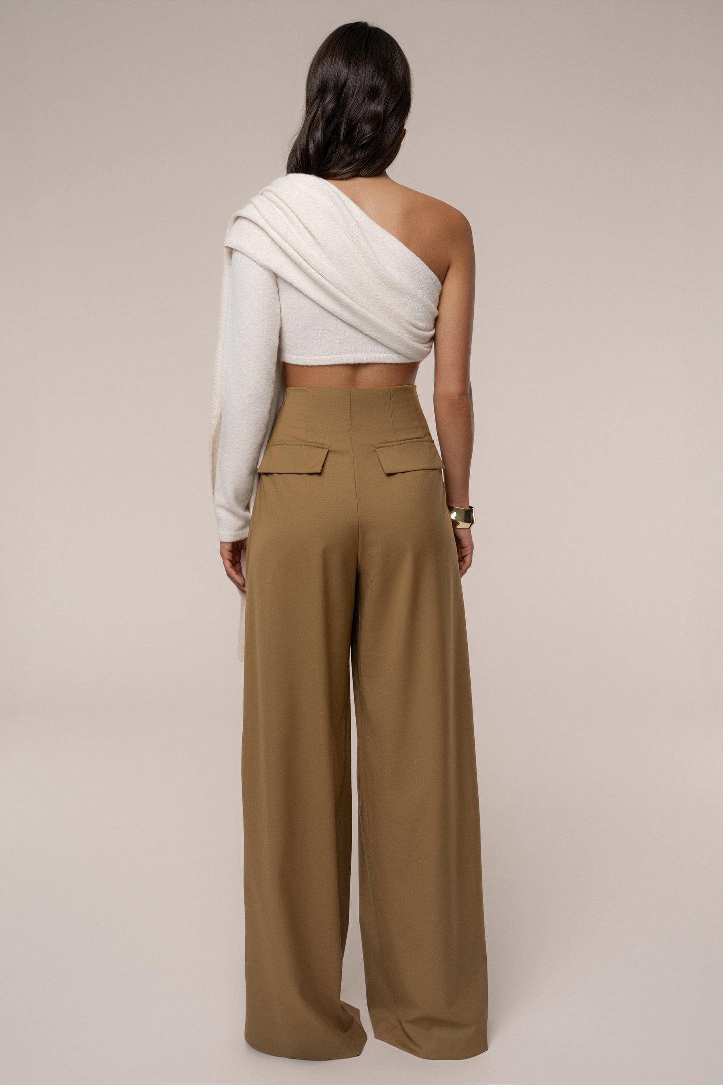 Tan Polished Pleat Trouser JLUXLABEL