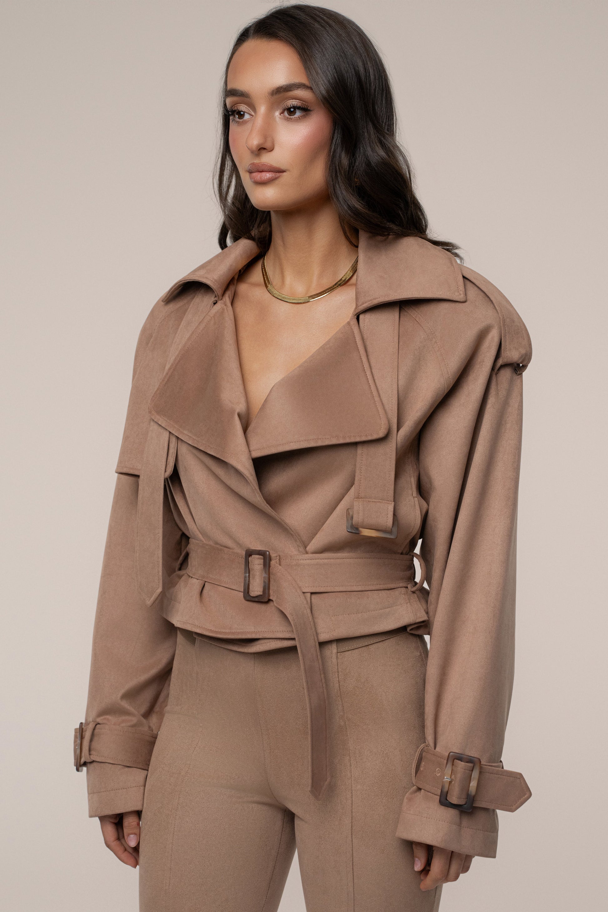 Tan Latte Cropped Jacket JLUXLABEL