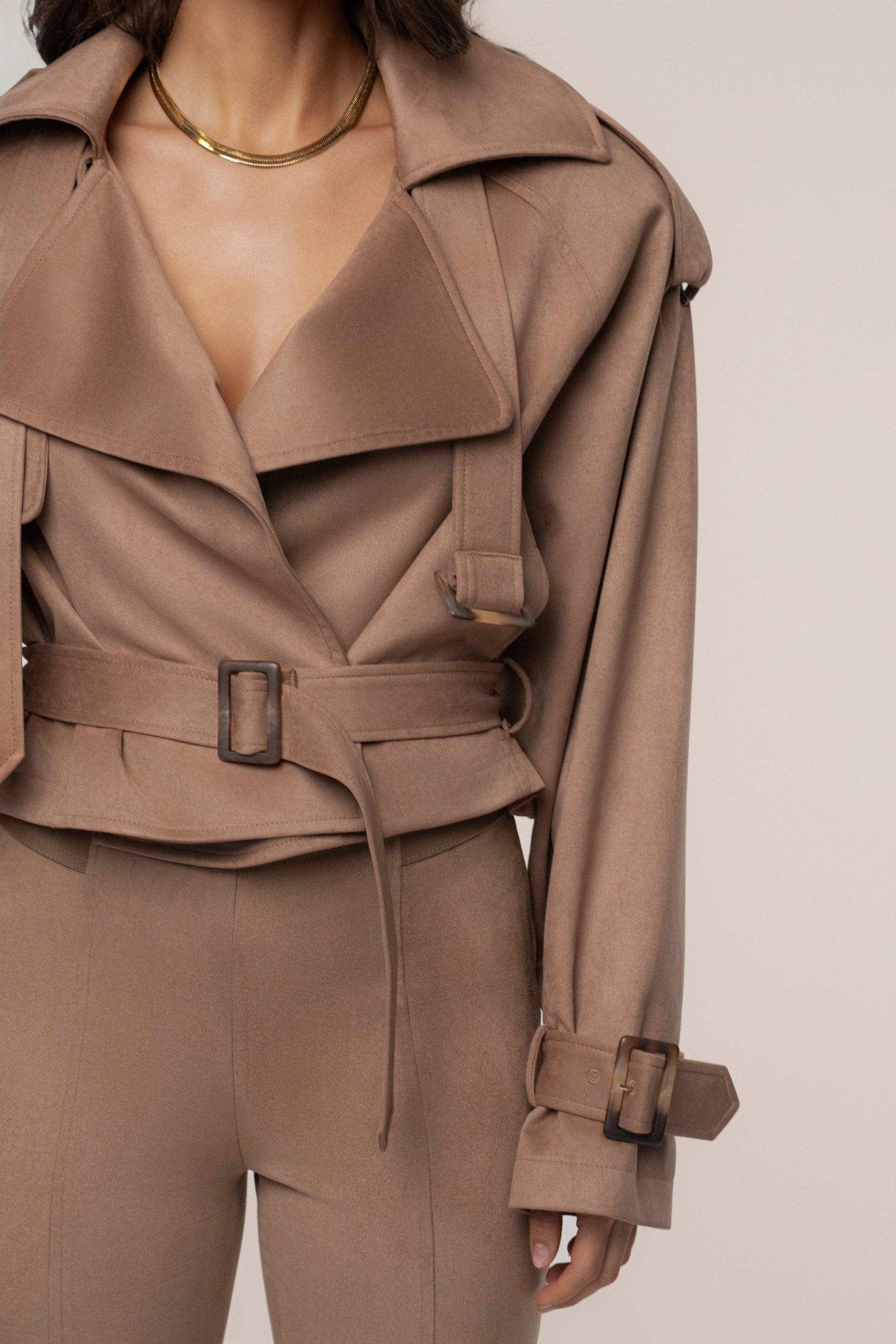 Tan Latte Cropped Jacket JLUXLABEL