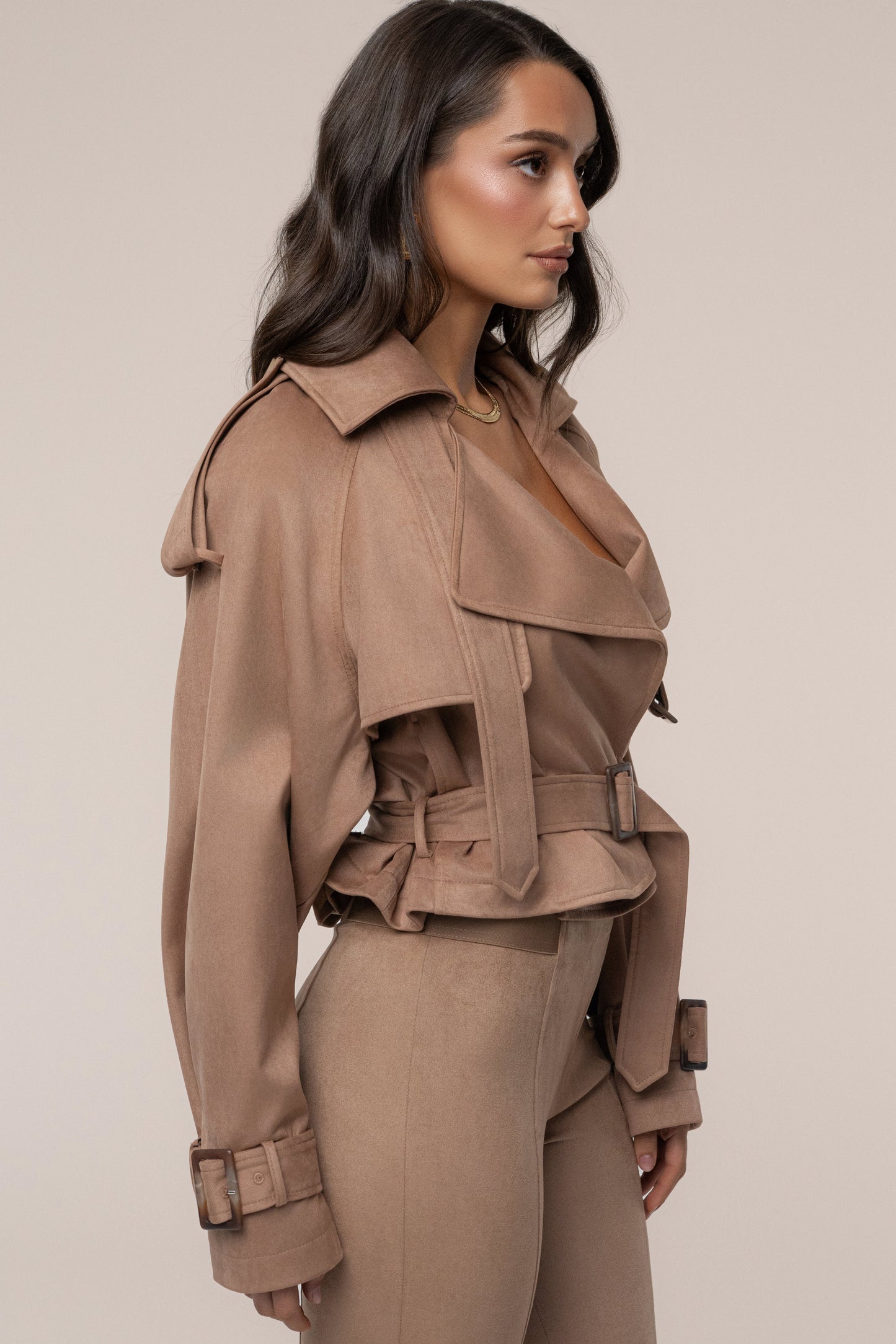 Tan Latte Cropped Jacket JLUXLABEL