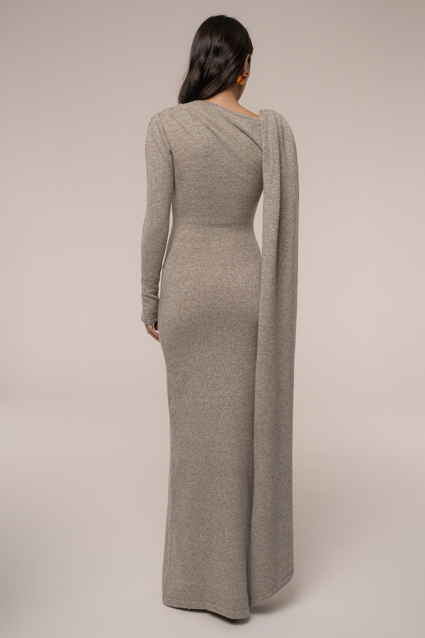 Taupe Aniza Drape Maxi Dress JLUXLABEL