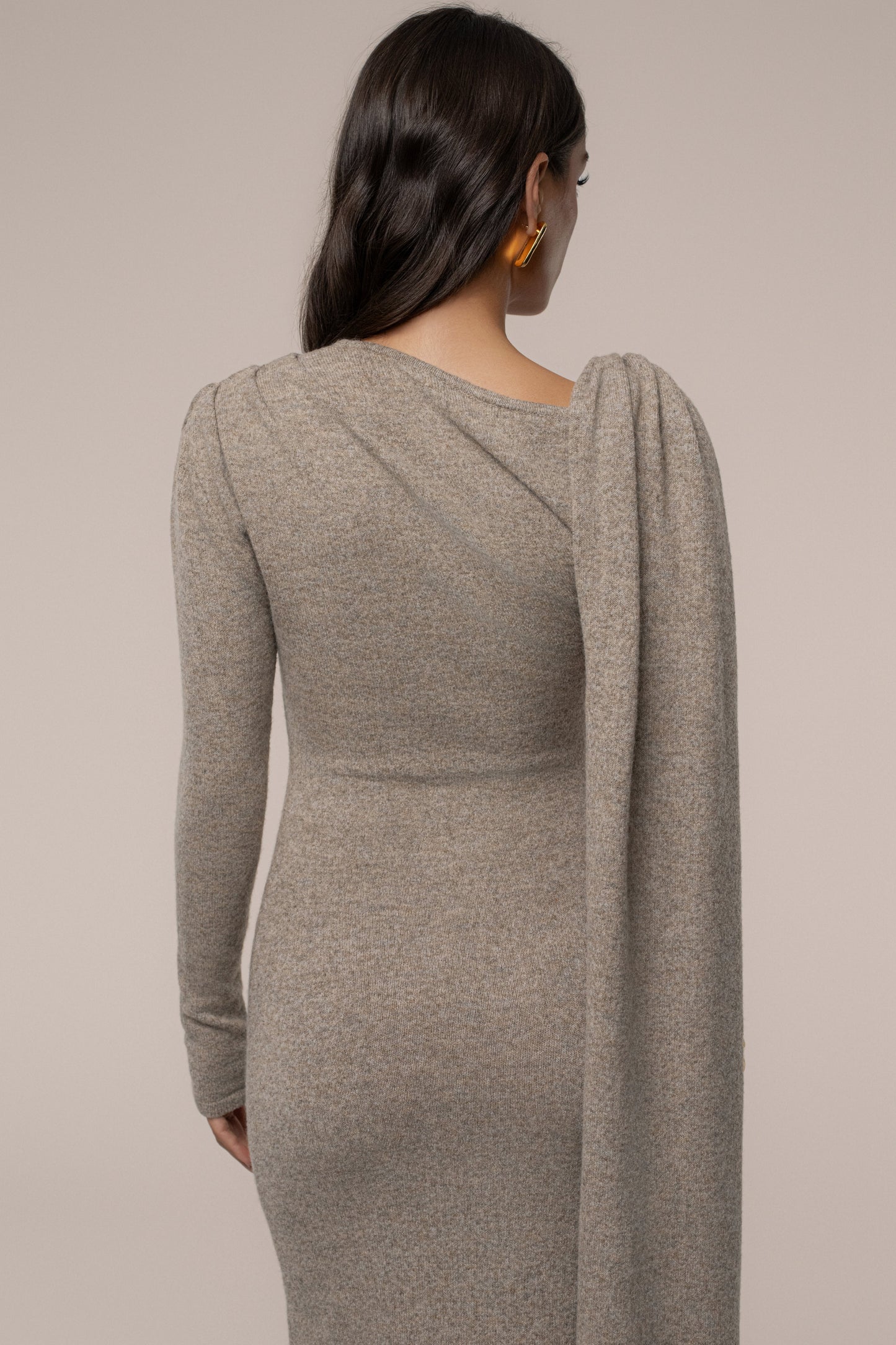 Taupe Aniza Drape Maxi Dress JLUXLABEL