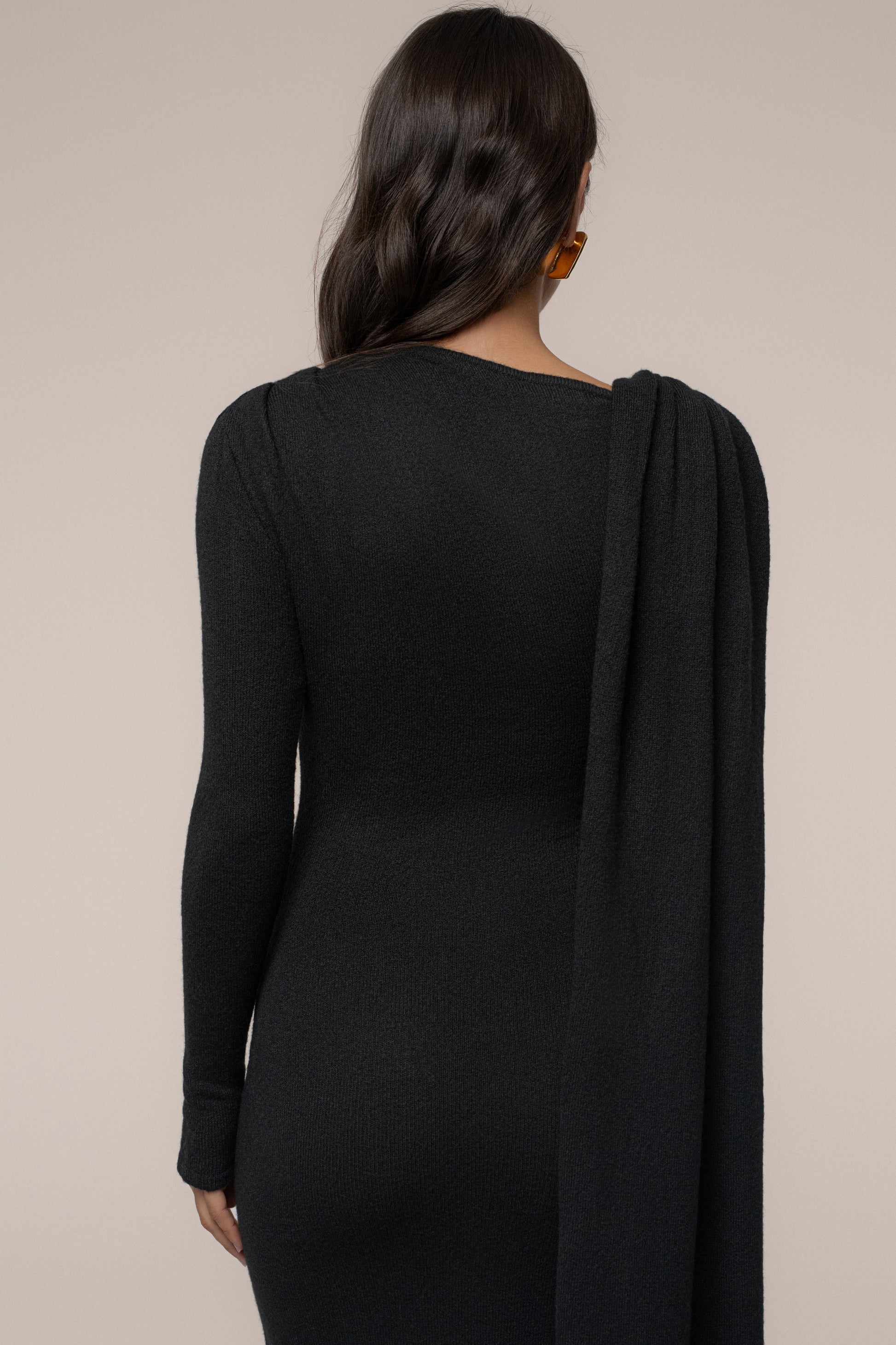Black Aniza Drape Maxi Dress JLUXLABEL