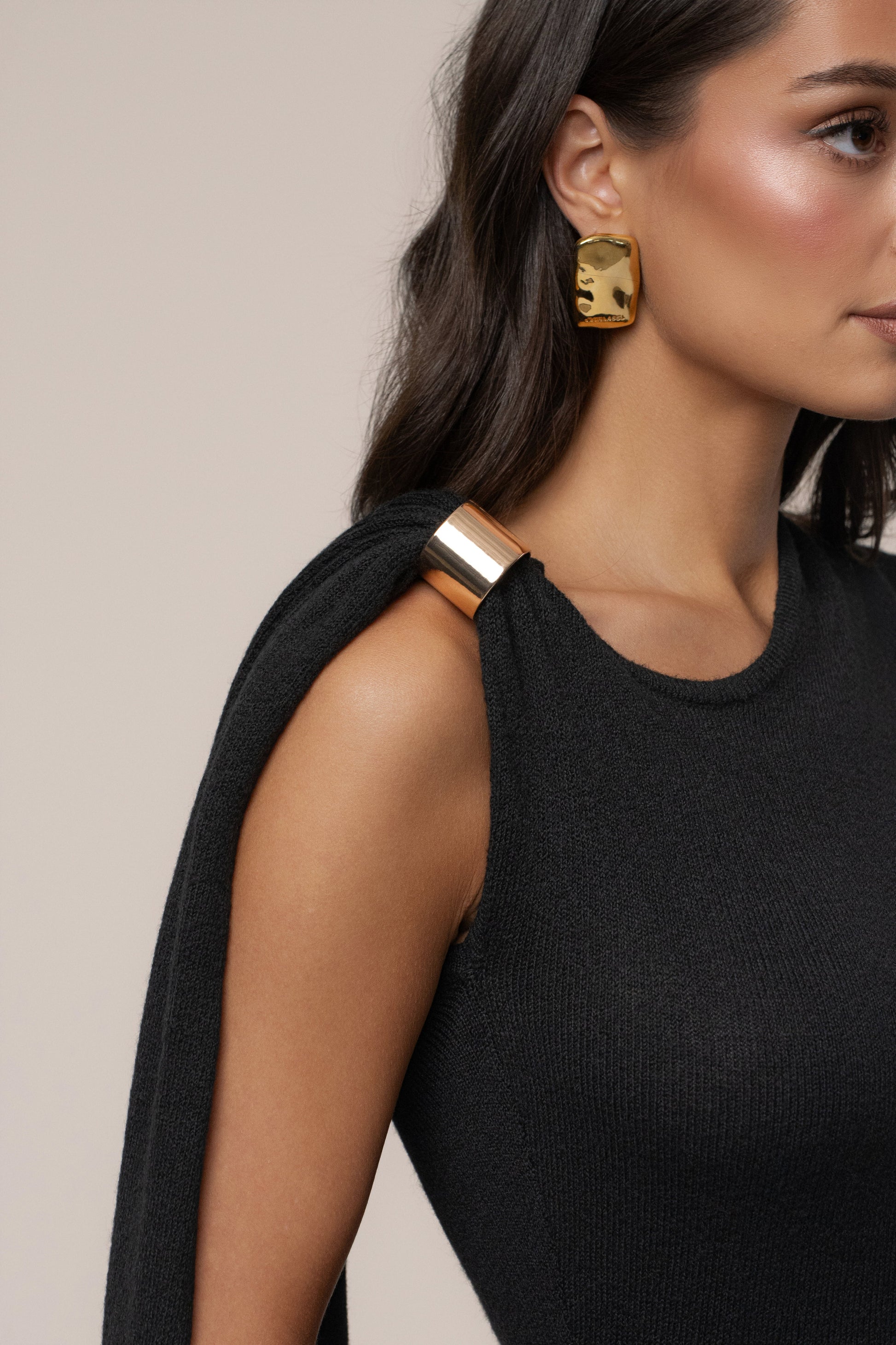 Black Aniza Drape Maxi Dress JLUXLABEL