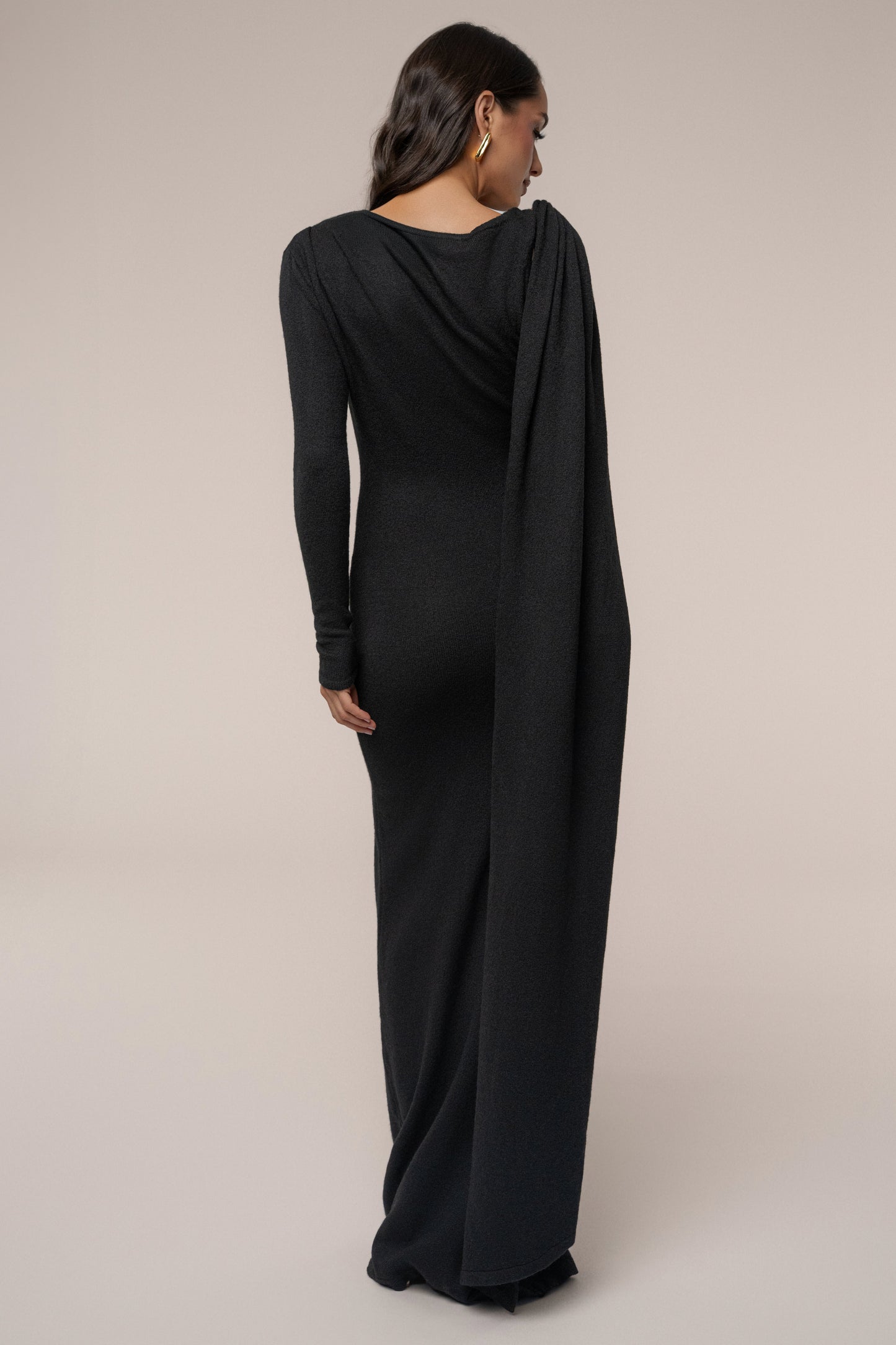 Black Aniza Drape Maxi Dress JLUXLABEL