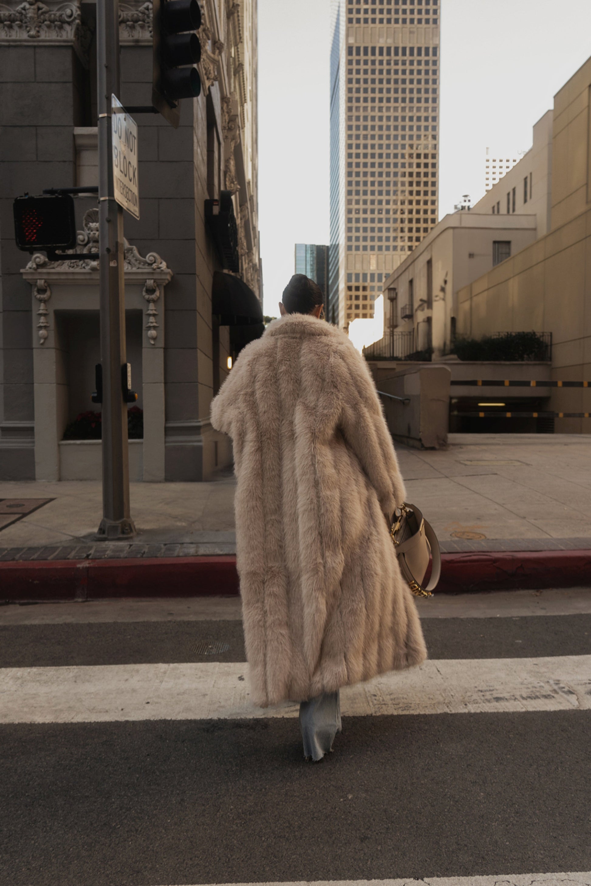 Beige Manhattan Faux Fur Coat NEWFASHIONEDGE
