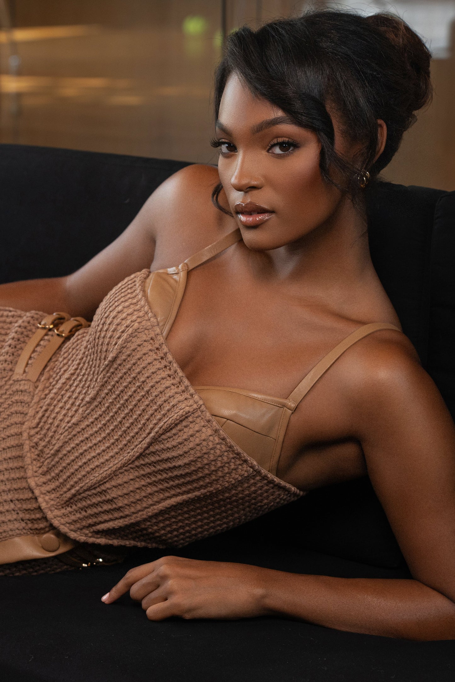 Tan Textured Harley Corset Top JLUXLABEL
